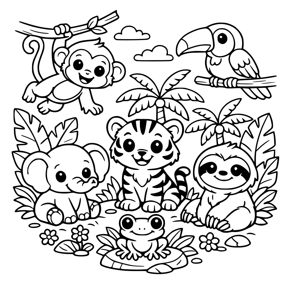 Wild little cute animals .. including background of jungle