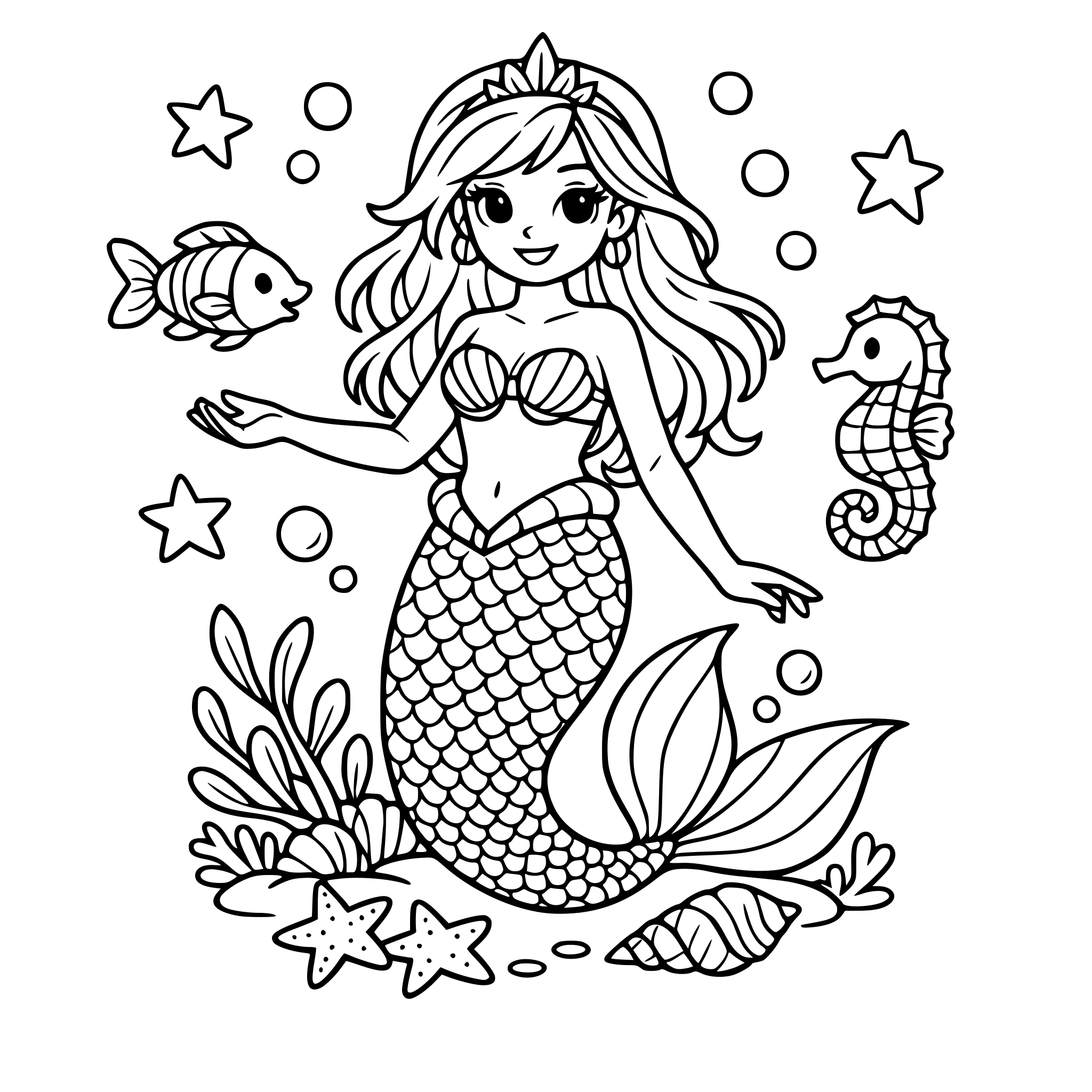 mermaid black ouline