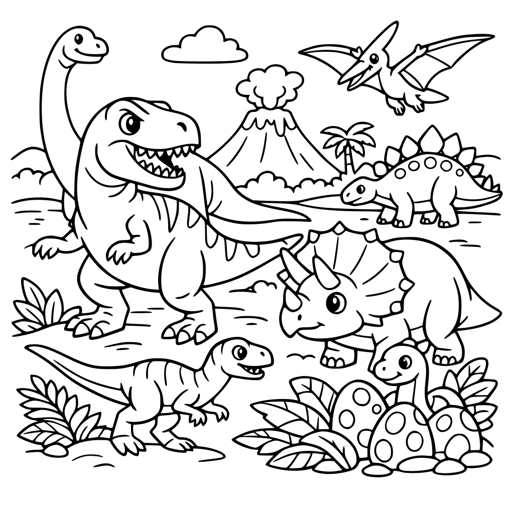 Una selva llena de dinosaurios