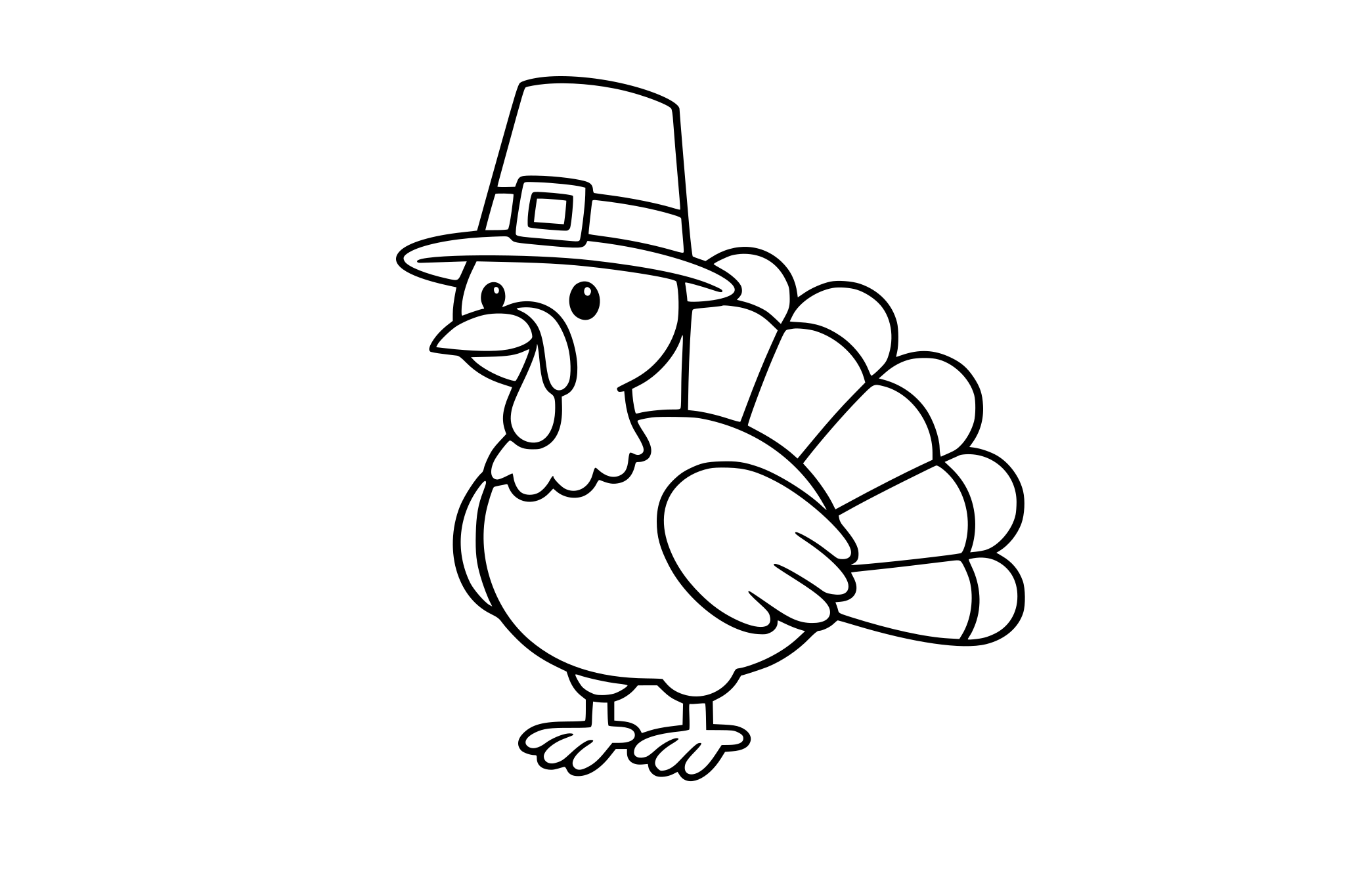 Turkey with a pilgrim hat, minimalistic line.