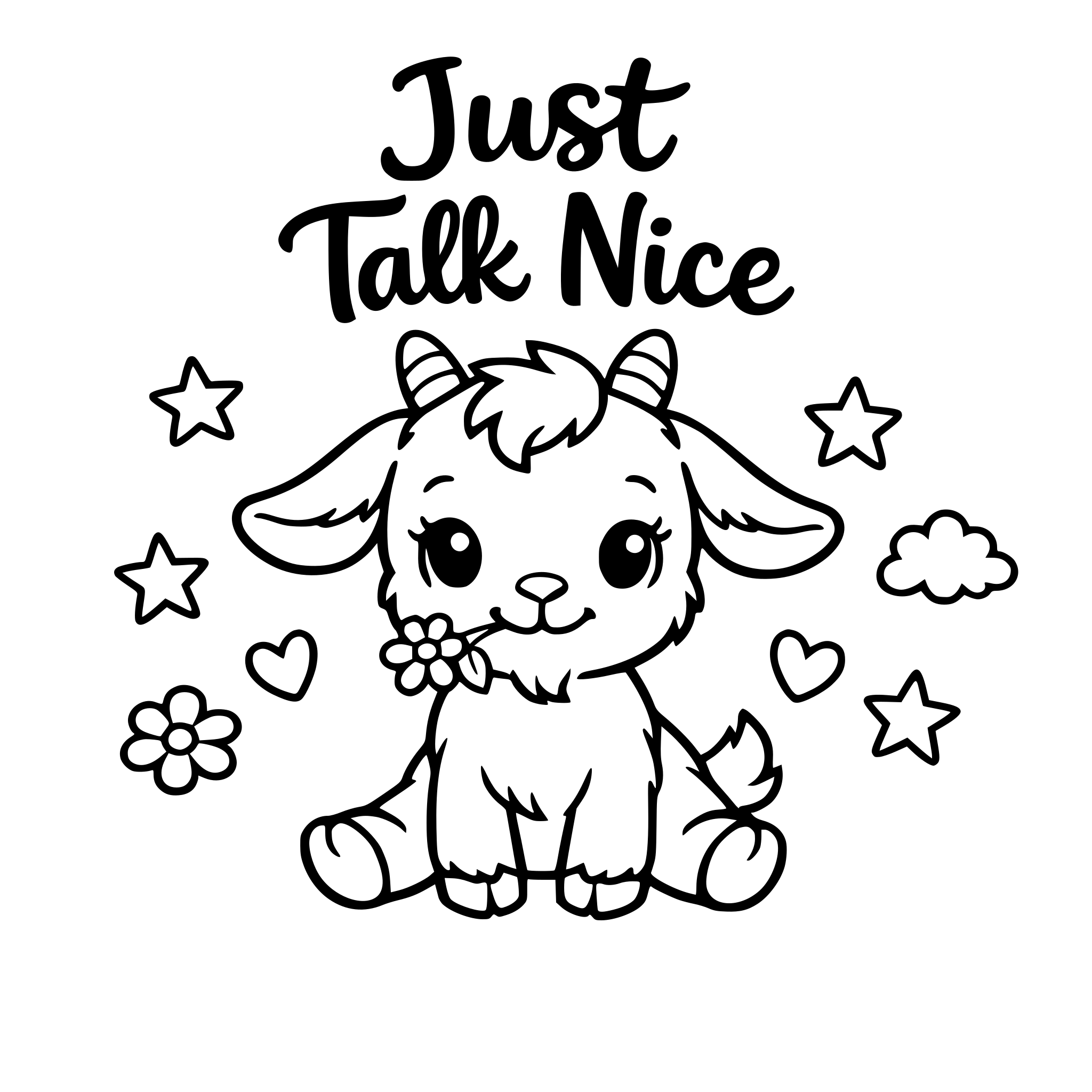 Just Talk Nice with a cute image of a goat to color