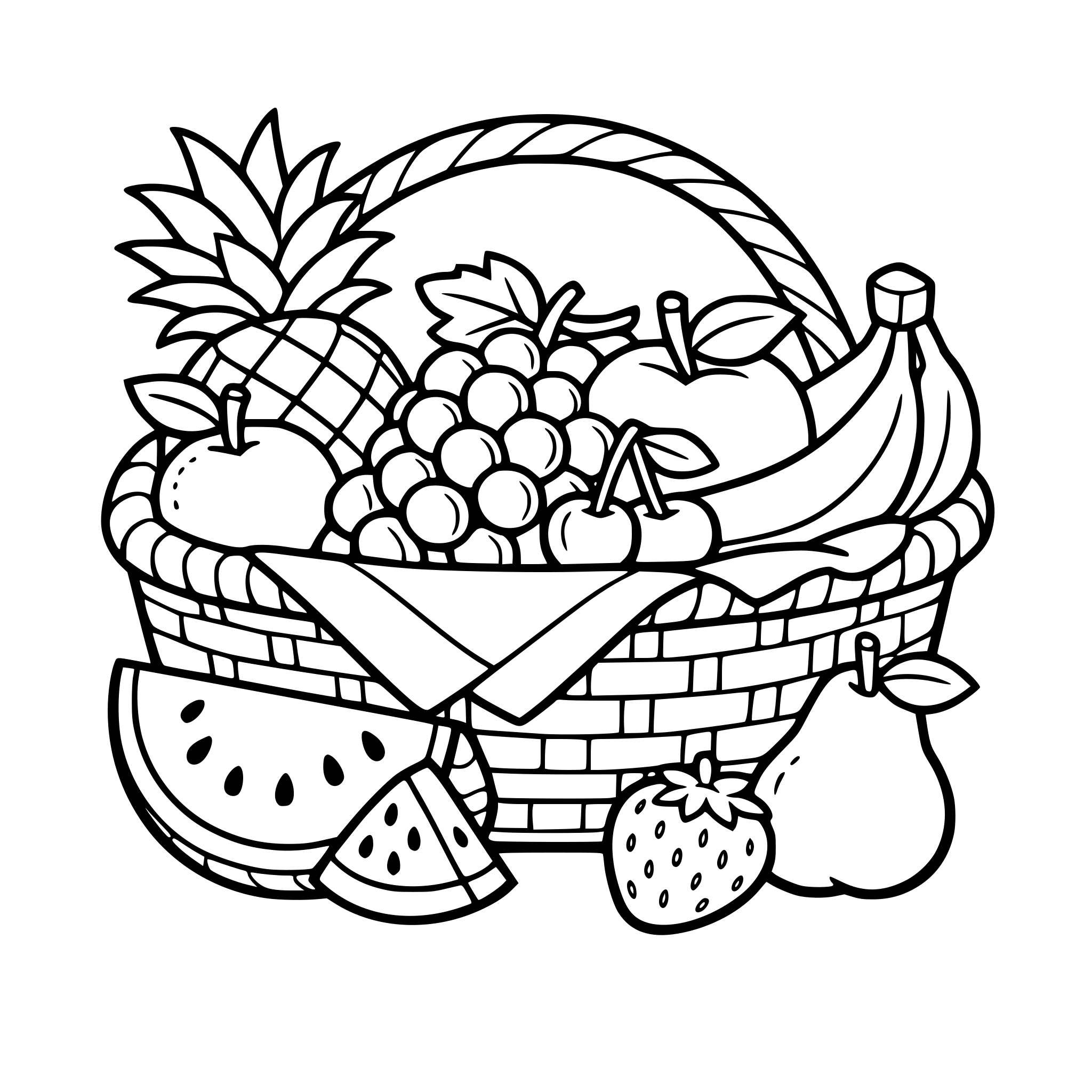 Fruits in a picnic basket