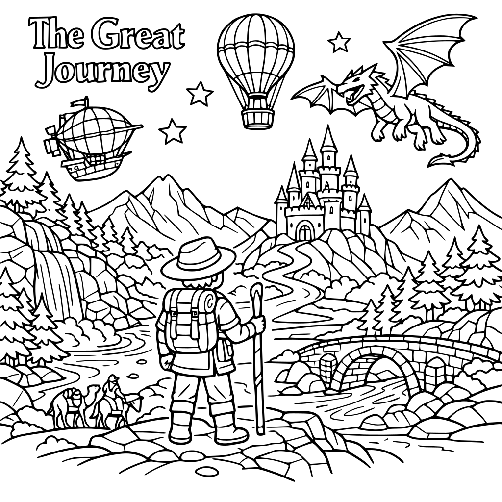 on the top left side of the image, put text that says: The Great Journey