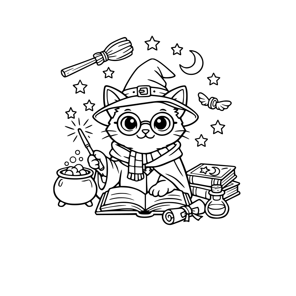 gato magico, estilo harry potter