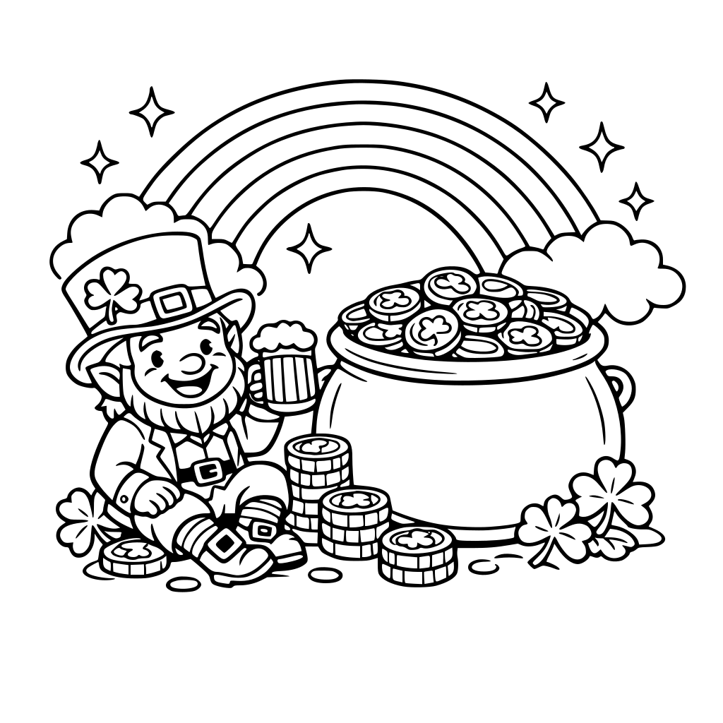 IMAGENES SOBRE ST PATRICK, LEPRECHAUN, CALDEROS, MONEDAS DE ORO, ARCOIRIS