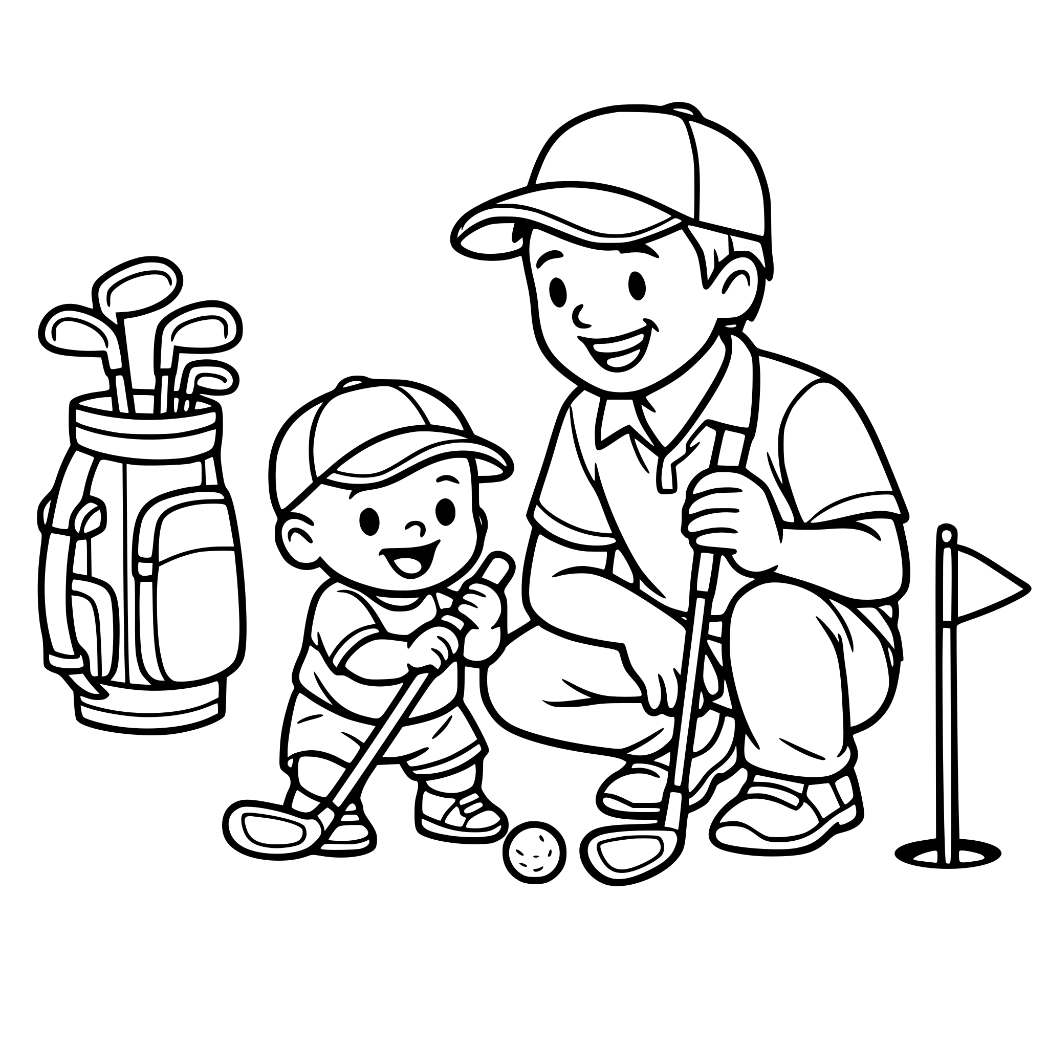 baby with dad playing golf