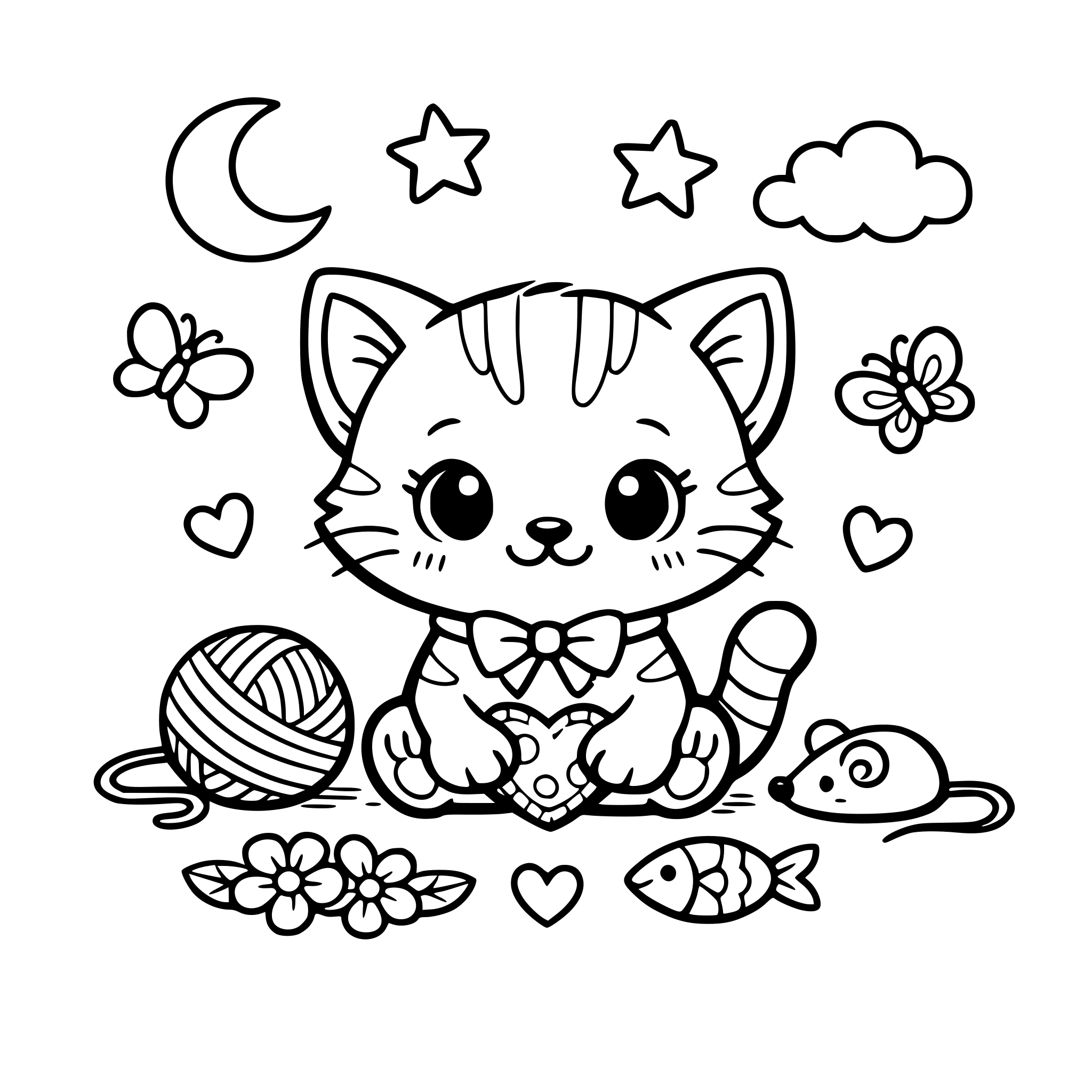 cute cat coloring page