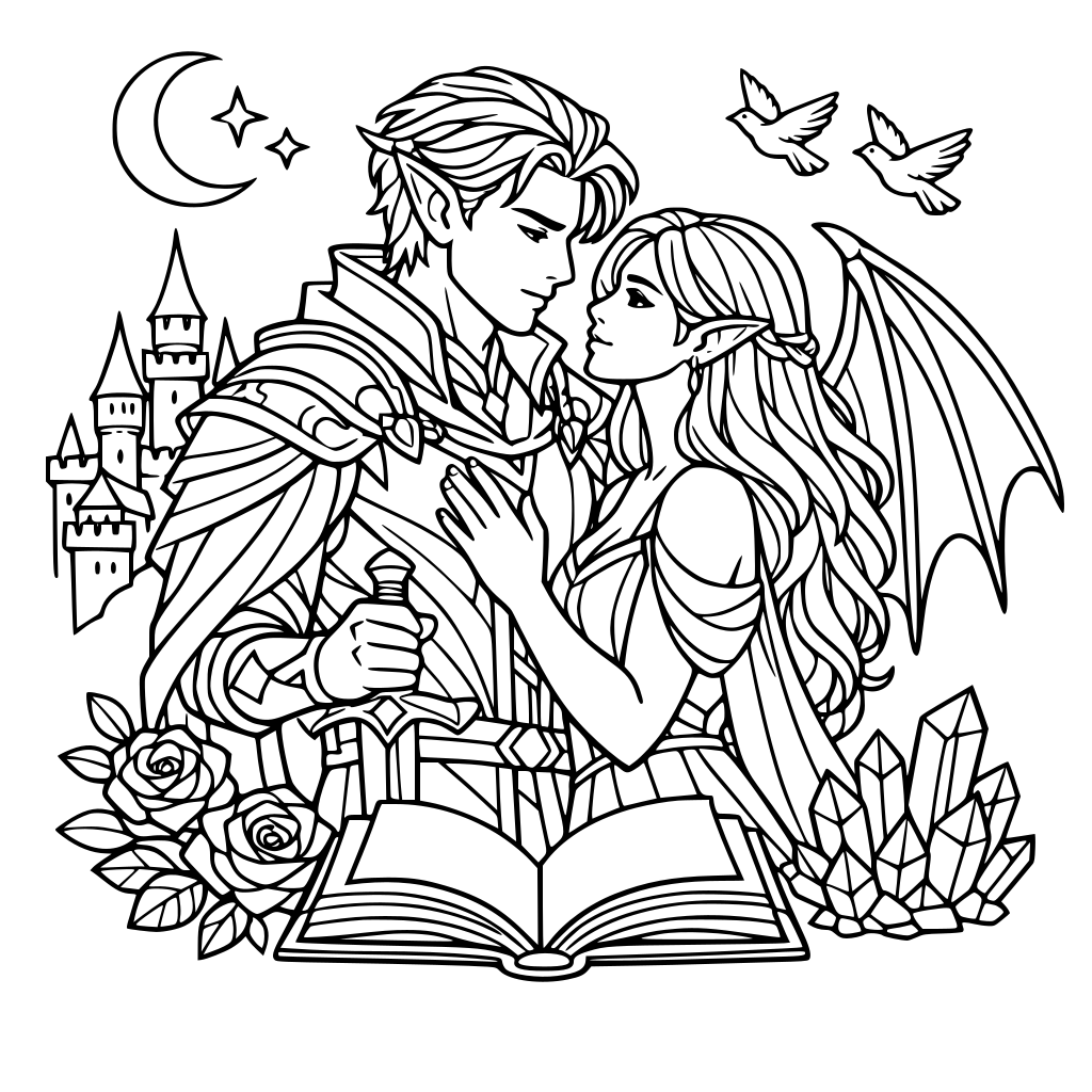 romantasy characters, books, book art