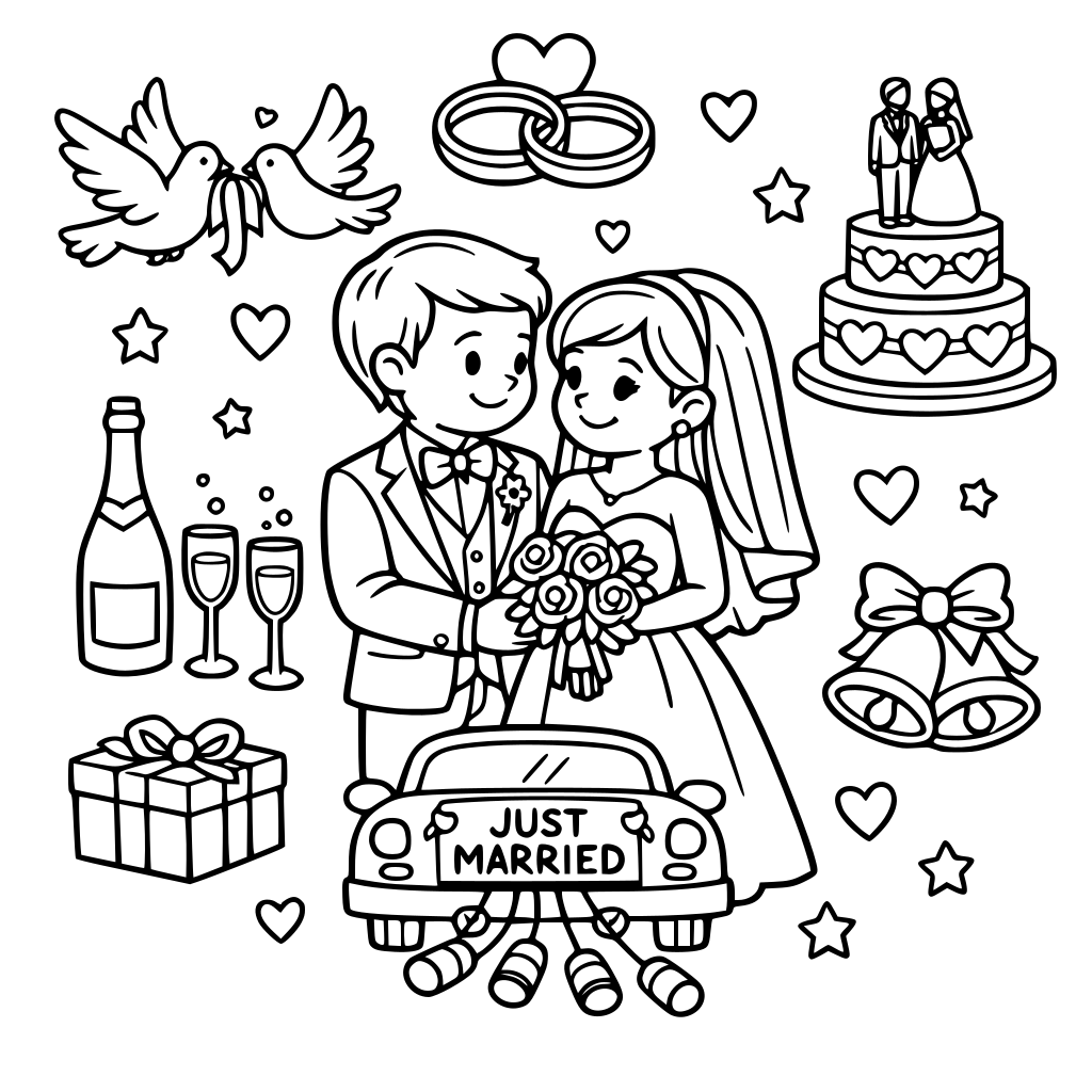 A wedding day colouring in book