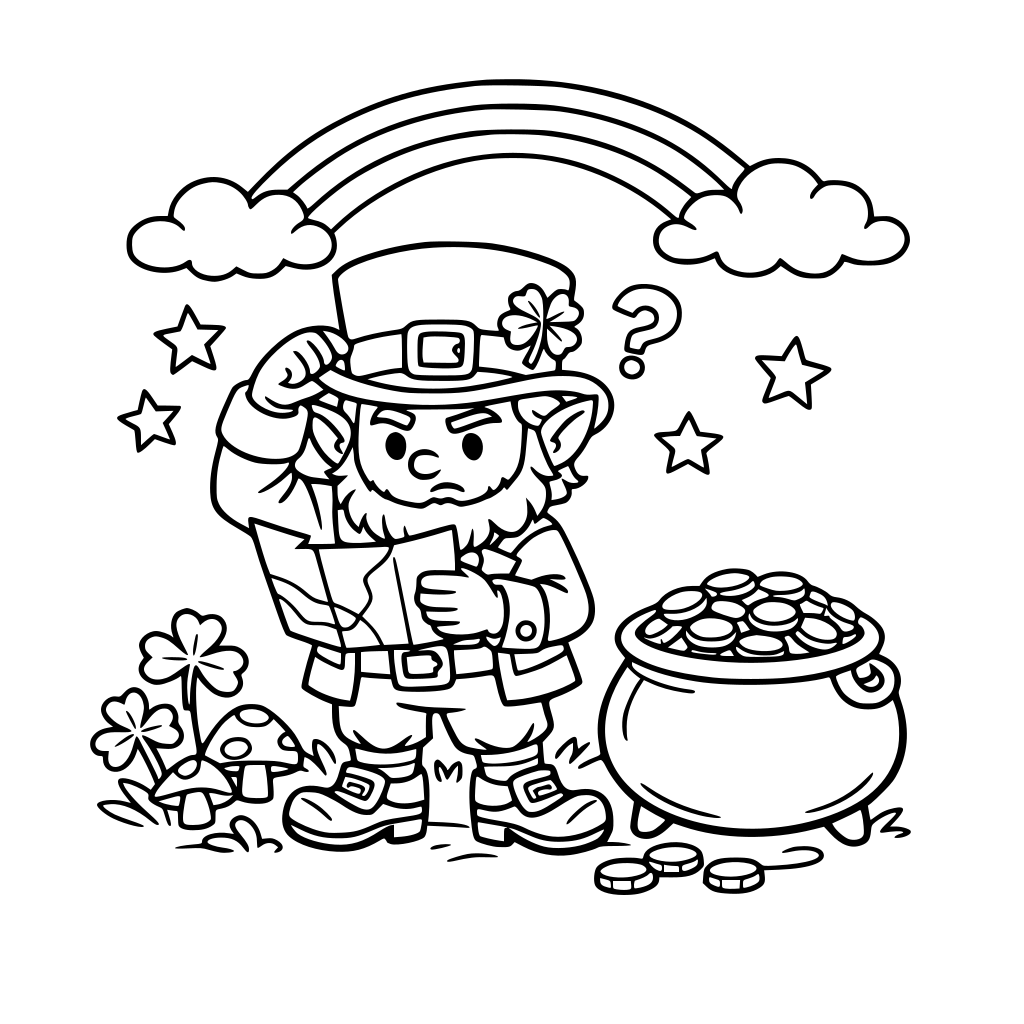 a leprechaun trying to find a pot of gold