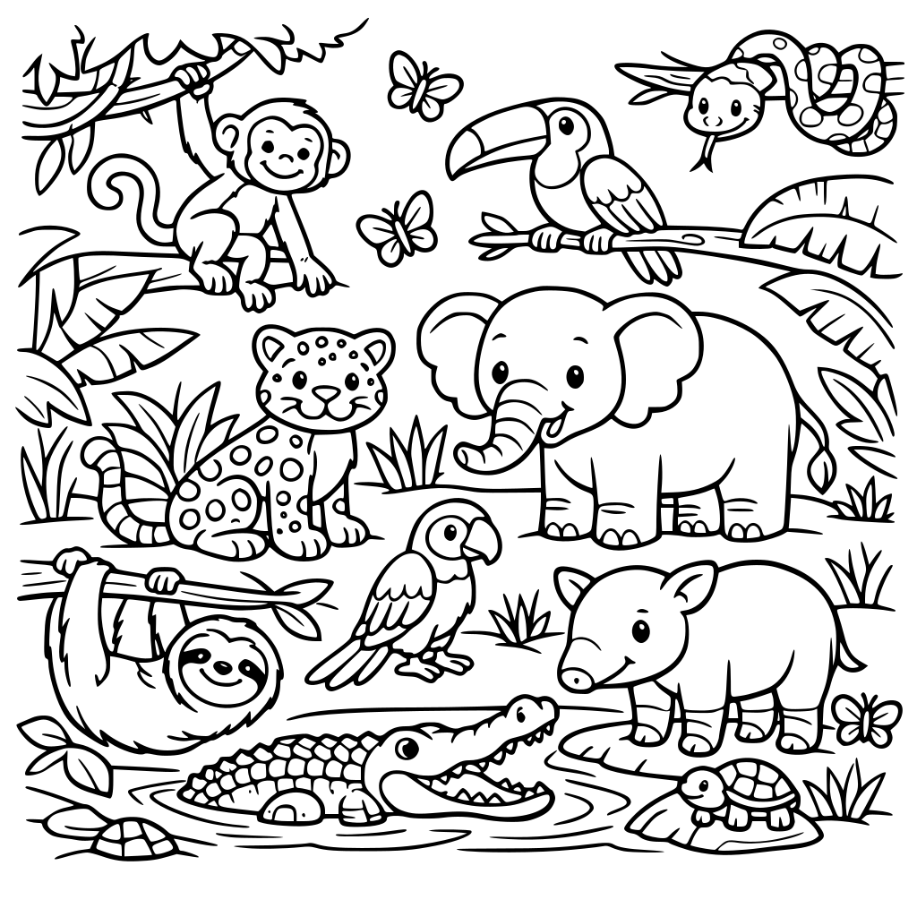 Las deszczowy pełen zwierząt