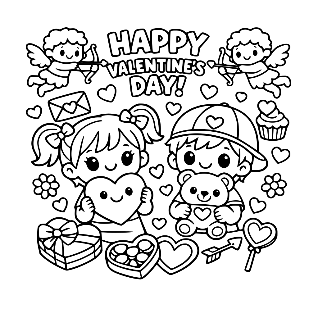 Valentines Day, kawaii, kids