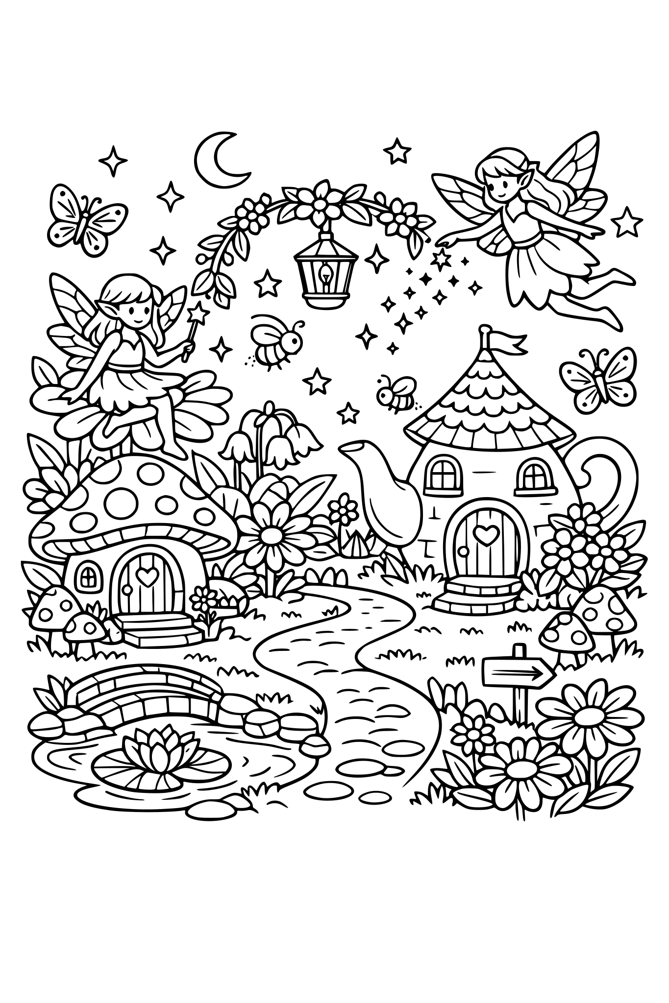 A beautiful whimsical garden with fairy details