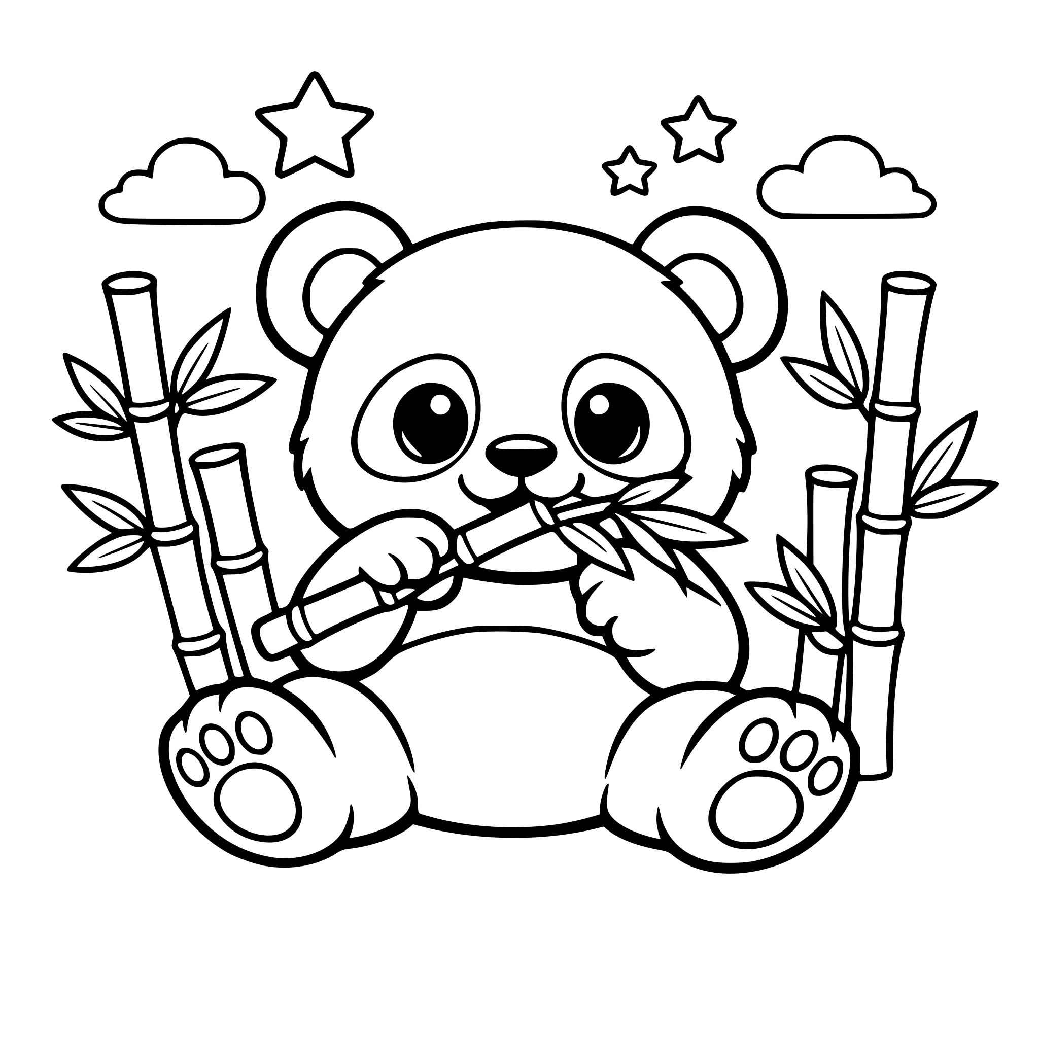 Cute panda eating bamboo