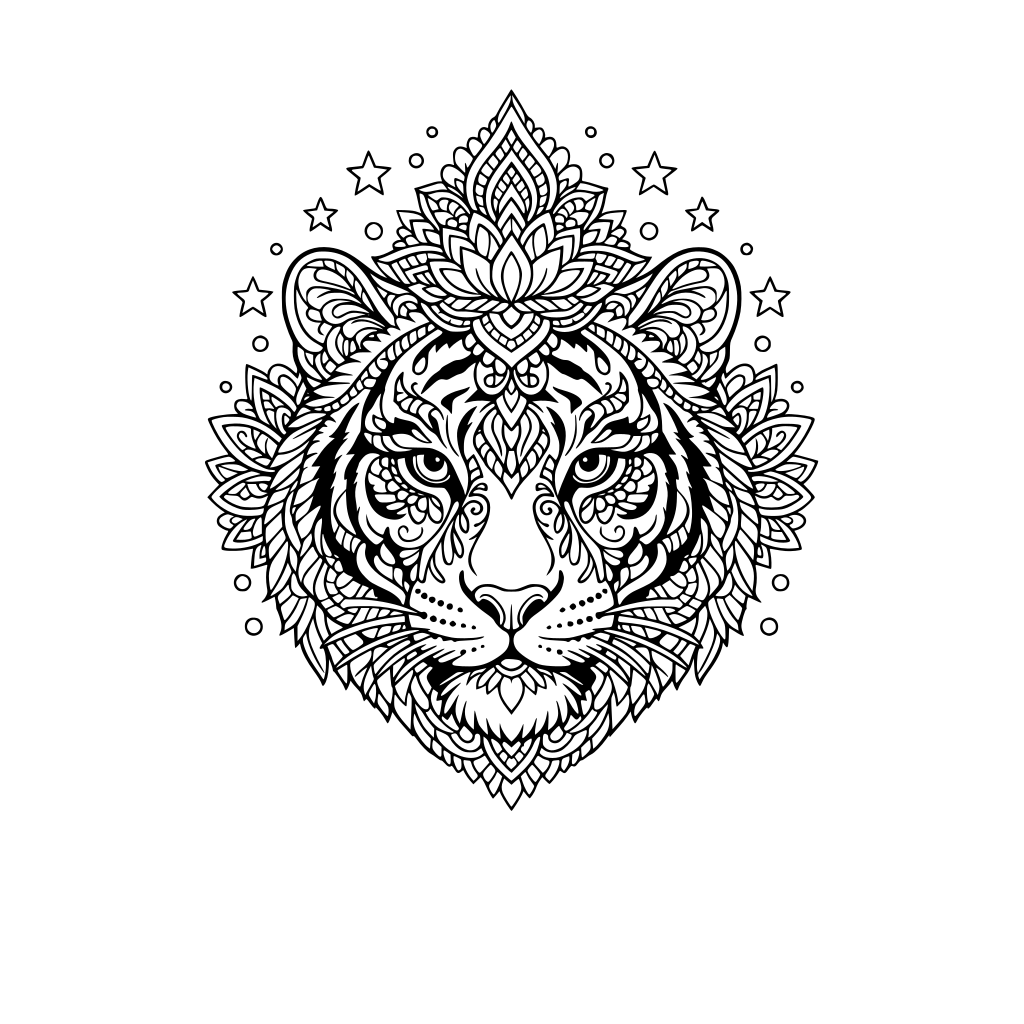 mandala tiger, elegant and intricate patterns