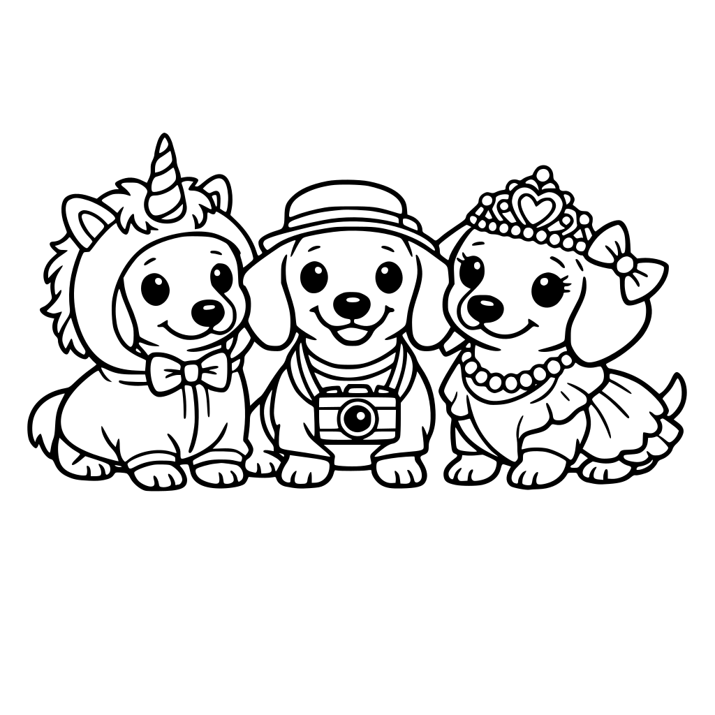 cute sausage dogs in cute accessories,