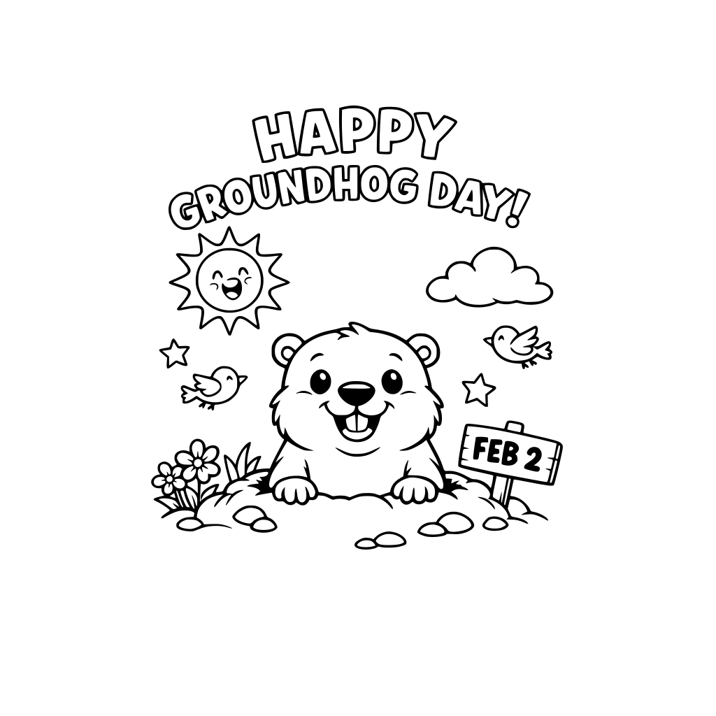 Cute Groundhog's Day coloring pages for kids