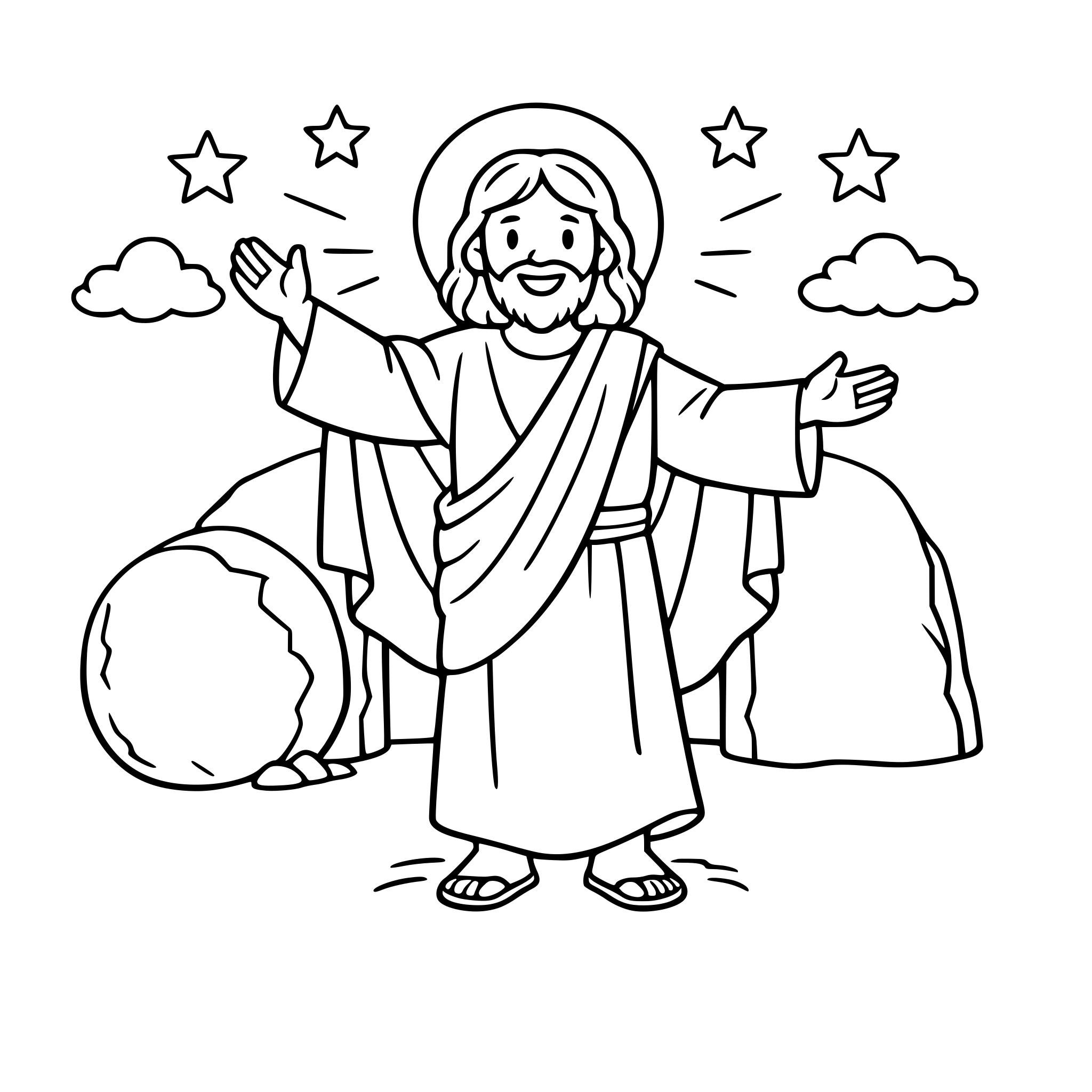 Quero que crie uma imagem de Jesus Ressuscitado para as crianças pintarem