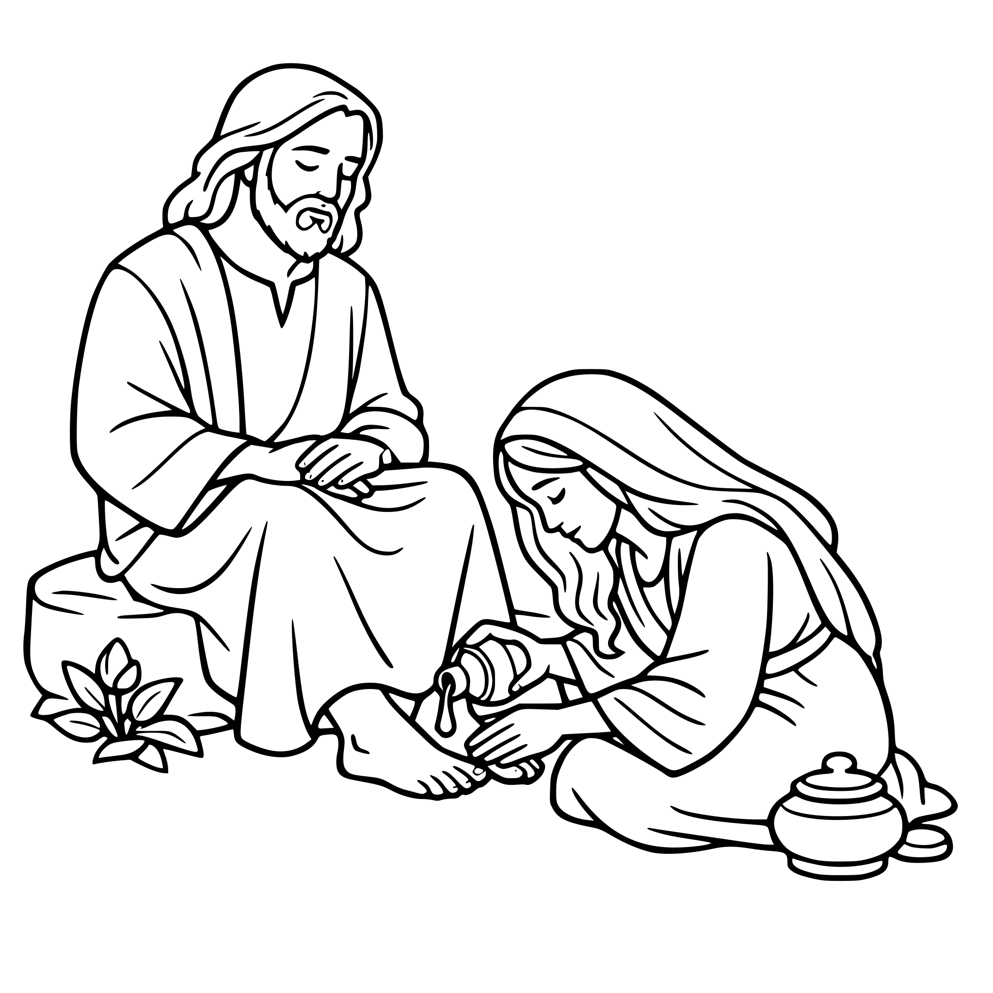 Mary anoints Jesus with oil on the day of the burial