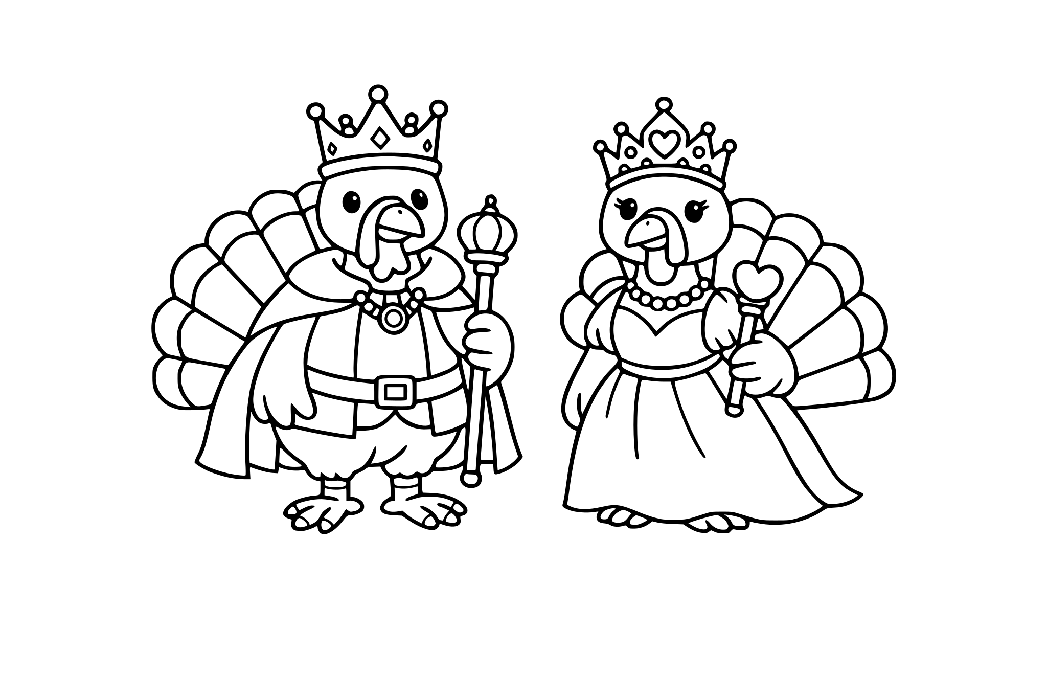 Turkey king and queen, minimalistic line.