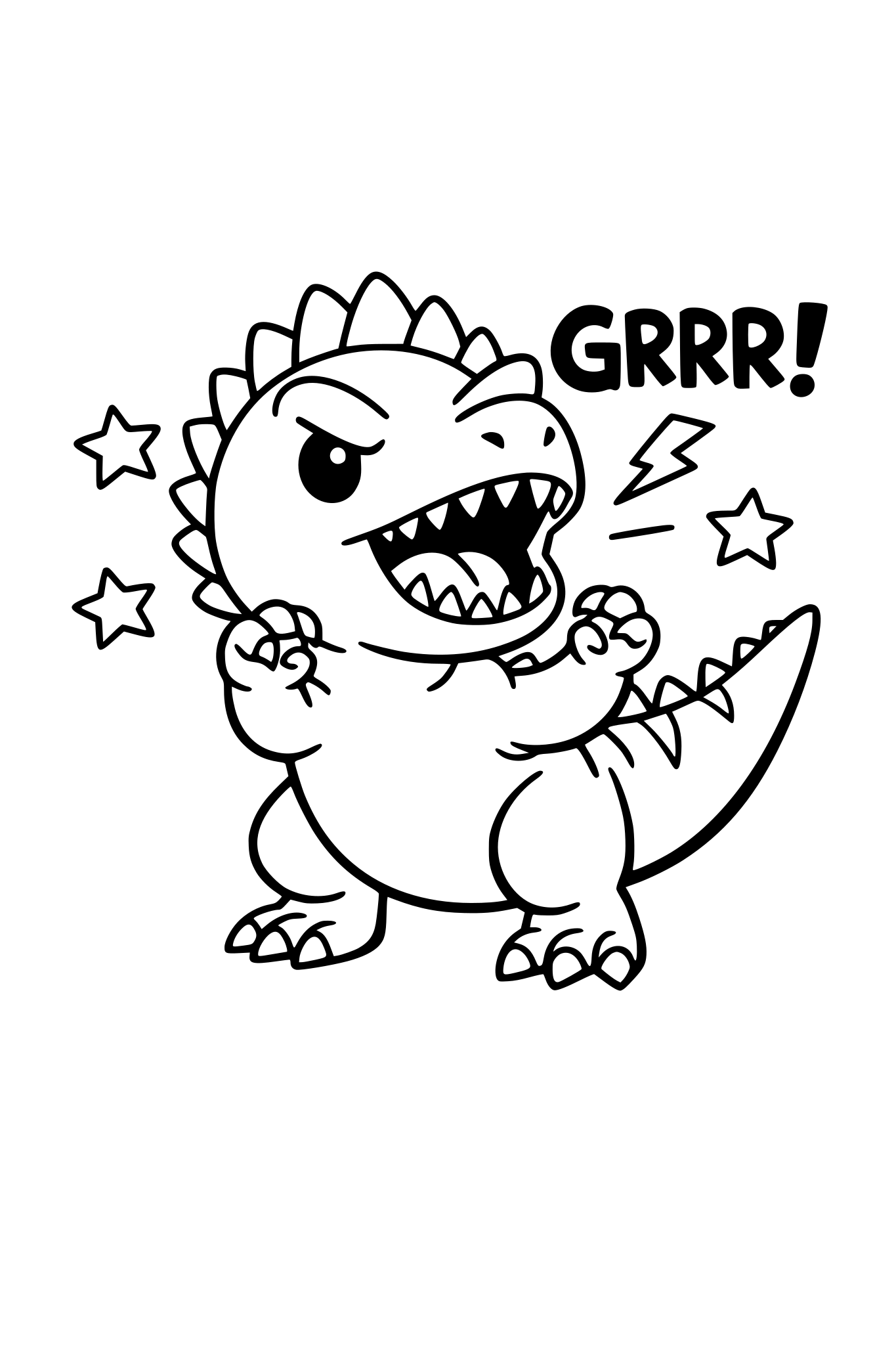 mały słodki, Akrokantozaur warczy, obrazek dla małych dzieci, bez szczegółów, bez tła