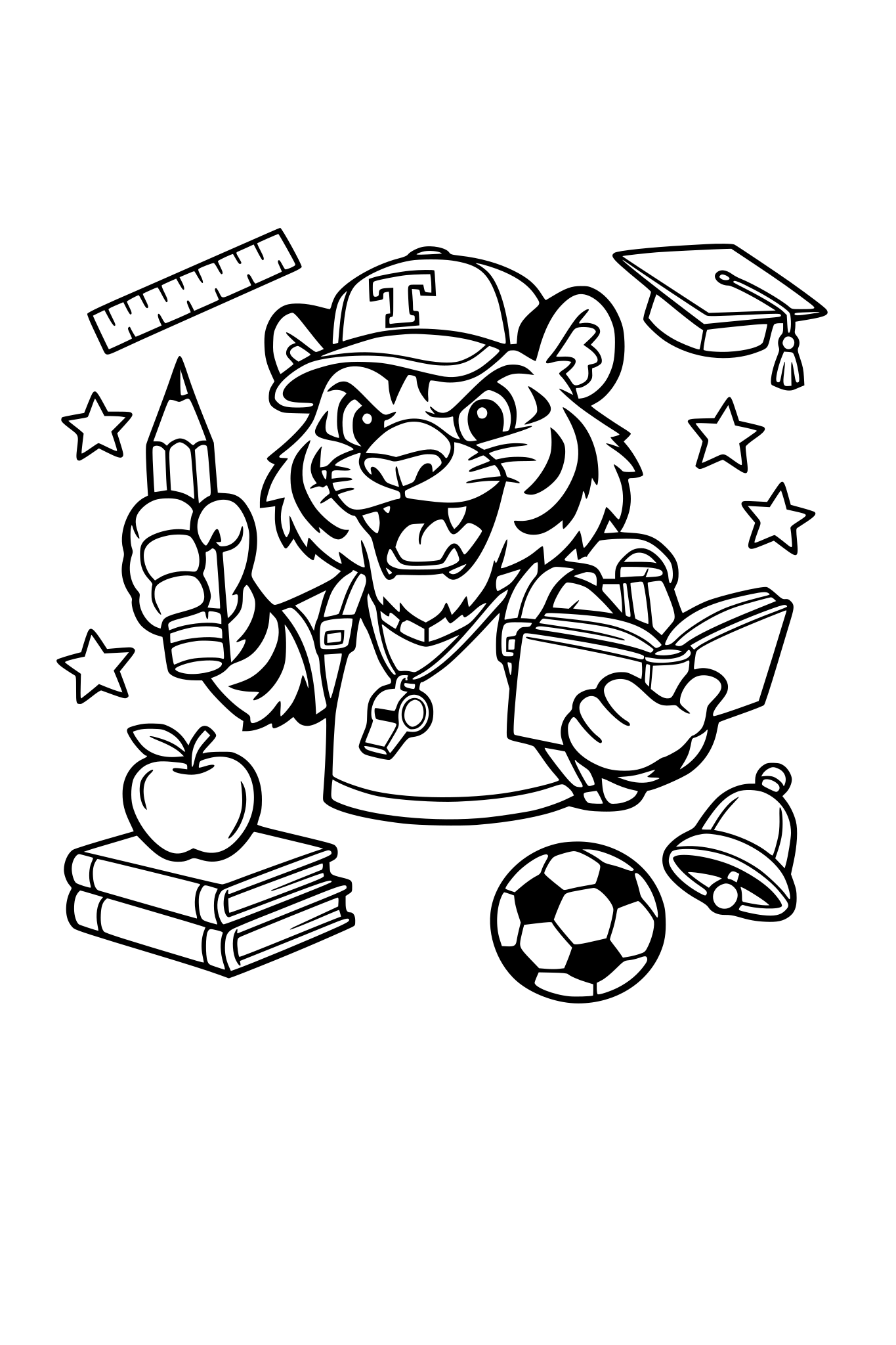 School Themed Tigers Mascot