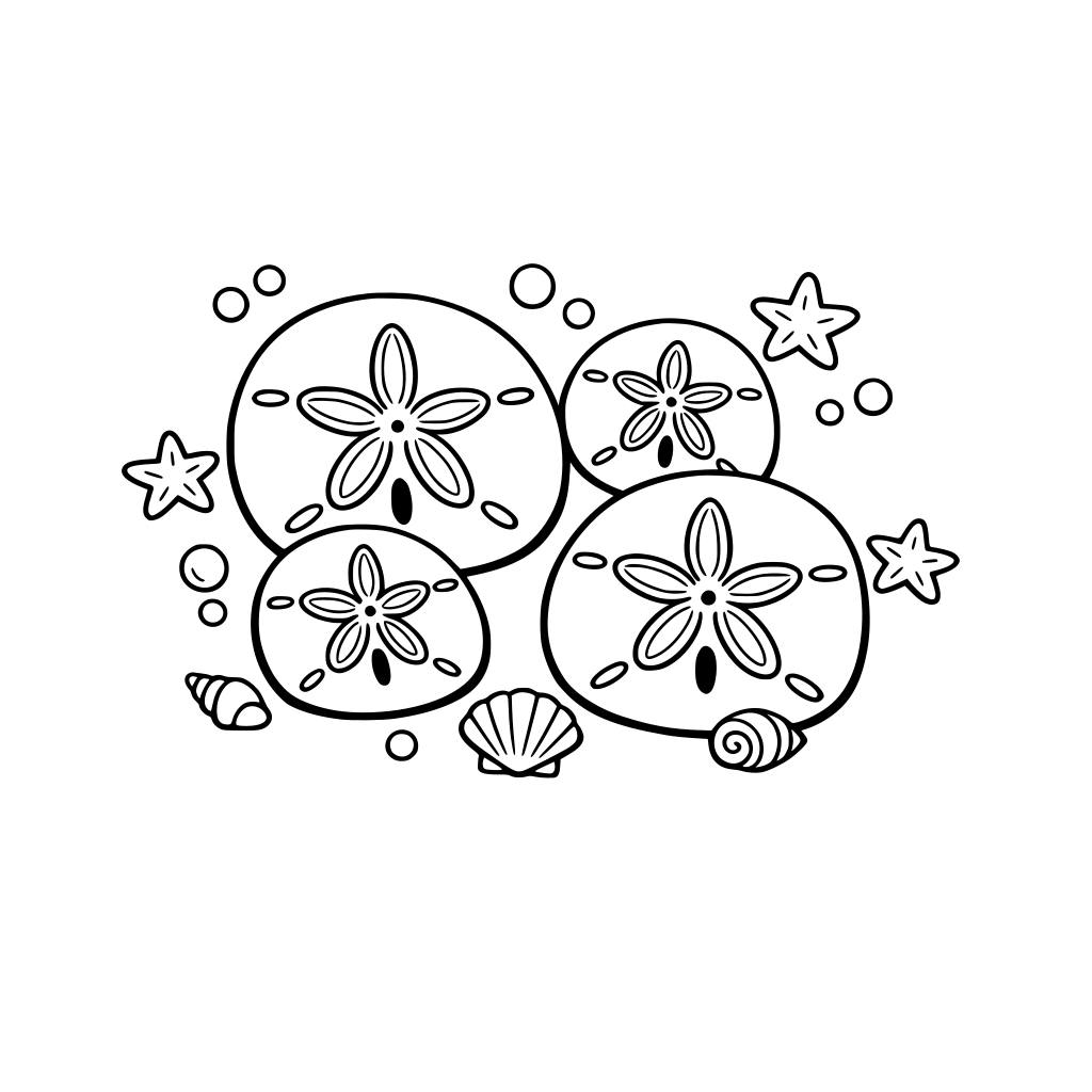 coloring page for small child of sanddollars