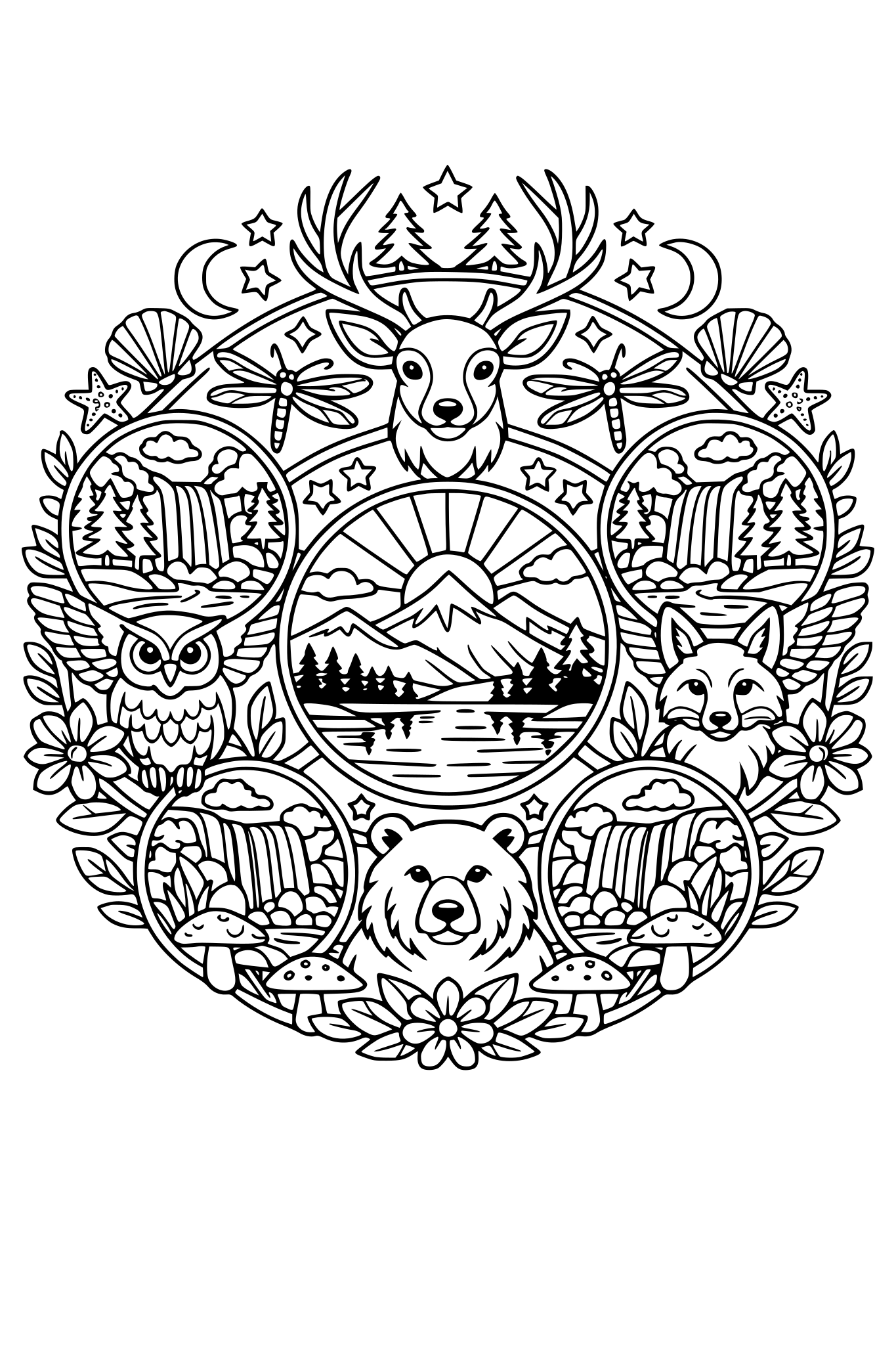 Mandala für Erwachsene mit Naturbildern