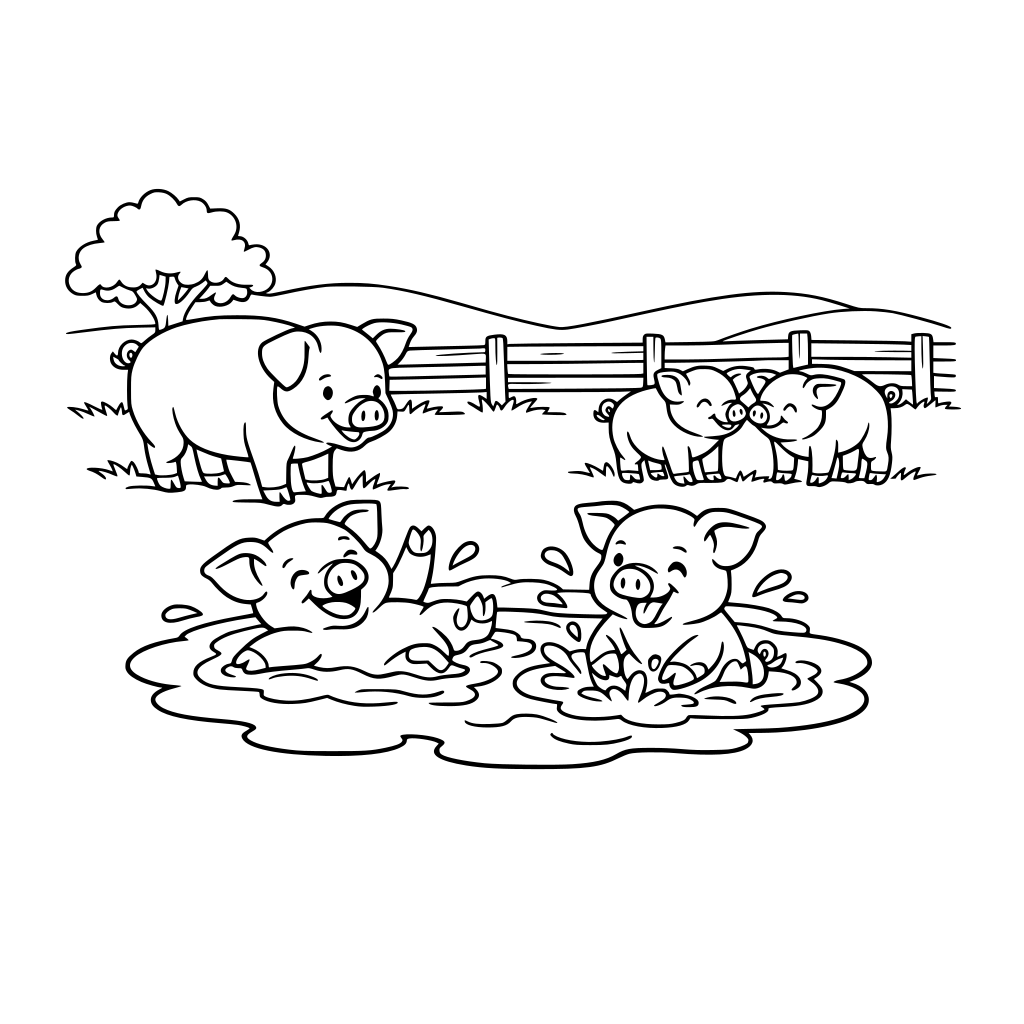 pgs hanging out in the pasture and playing in the mud spot