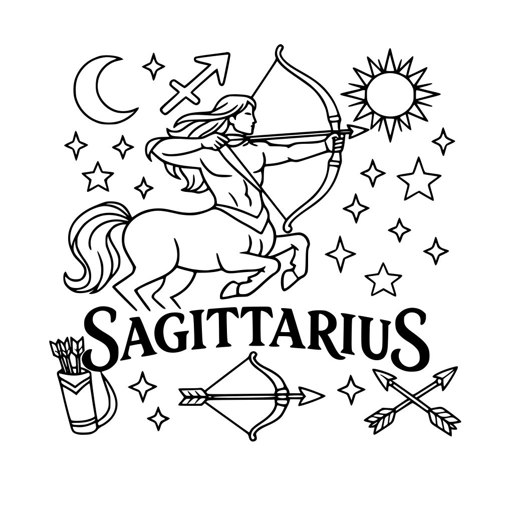 zodiac, sagittarius, symbols, asthetic