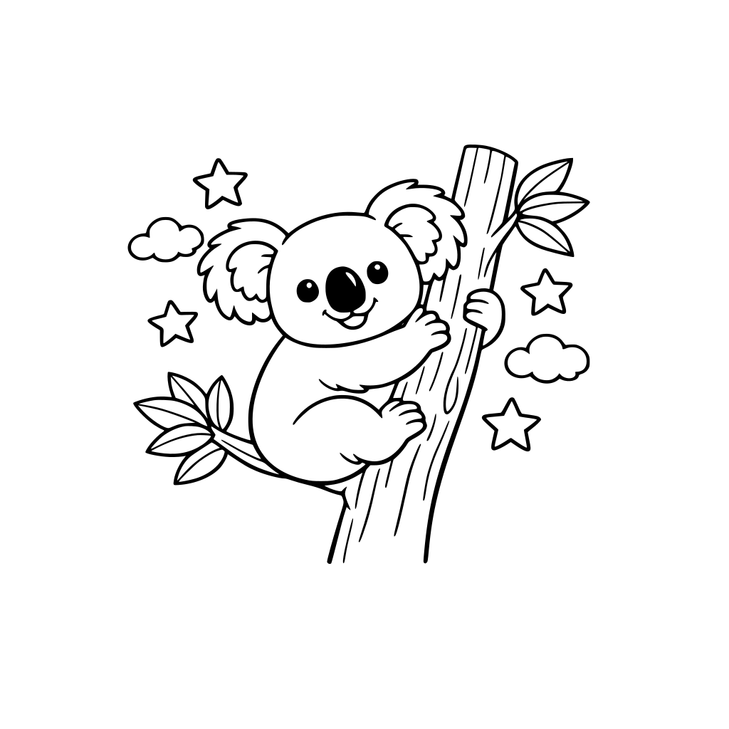 coala hanging in the tree