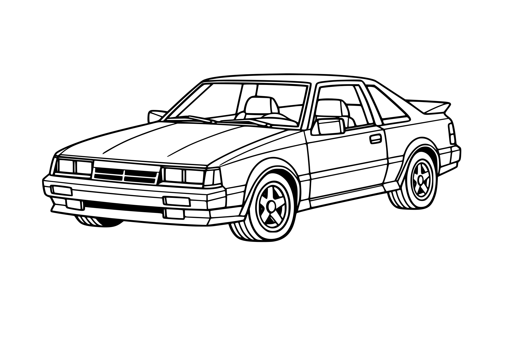 créer un coloriage d'une voiture des années 80
