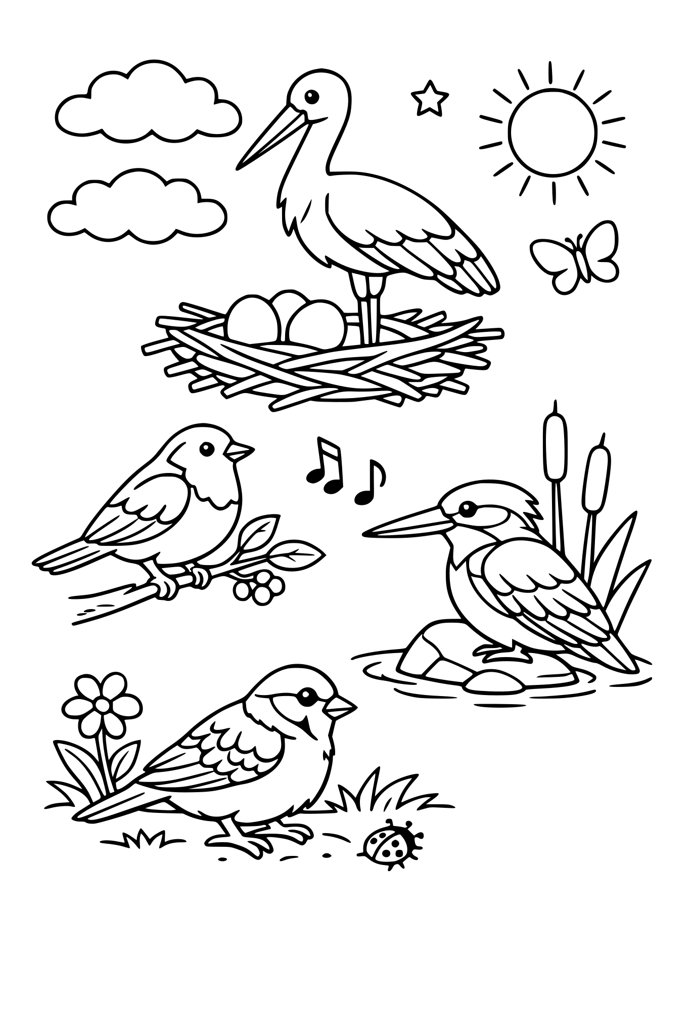 Erstellen ein Malbuch für Kinder, die Motive sollen deutsche Vögel sein