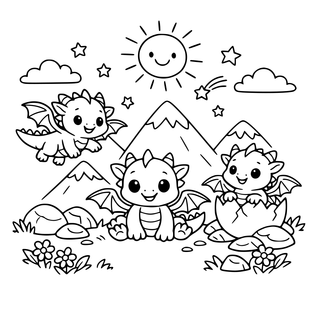 baby dragons in the mountains