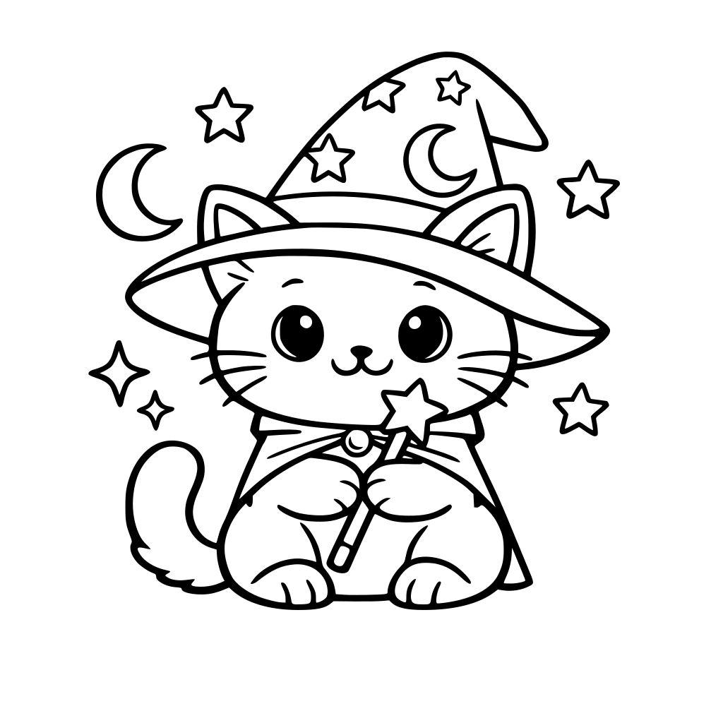 Un gato mono con un sombrero de mago