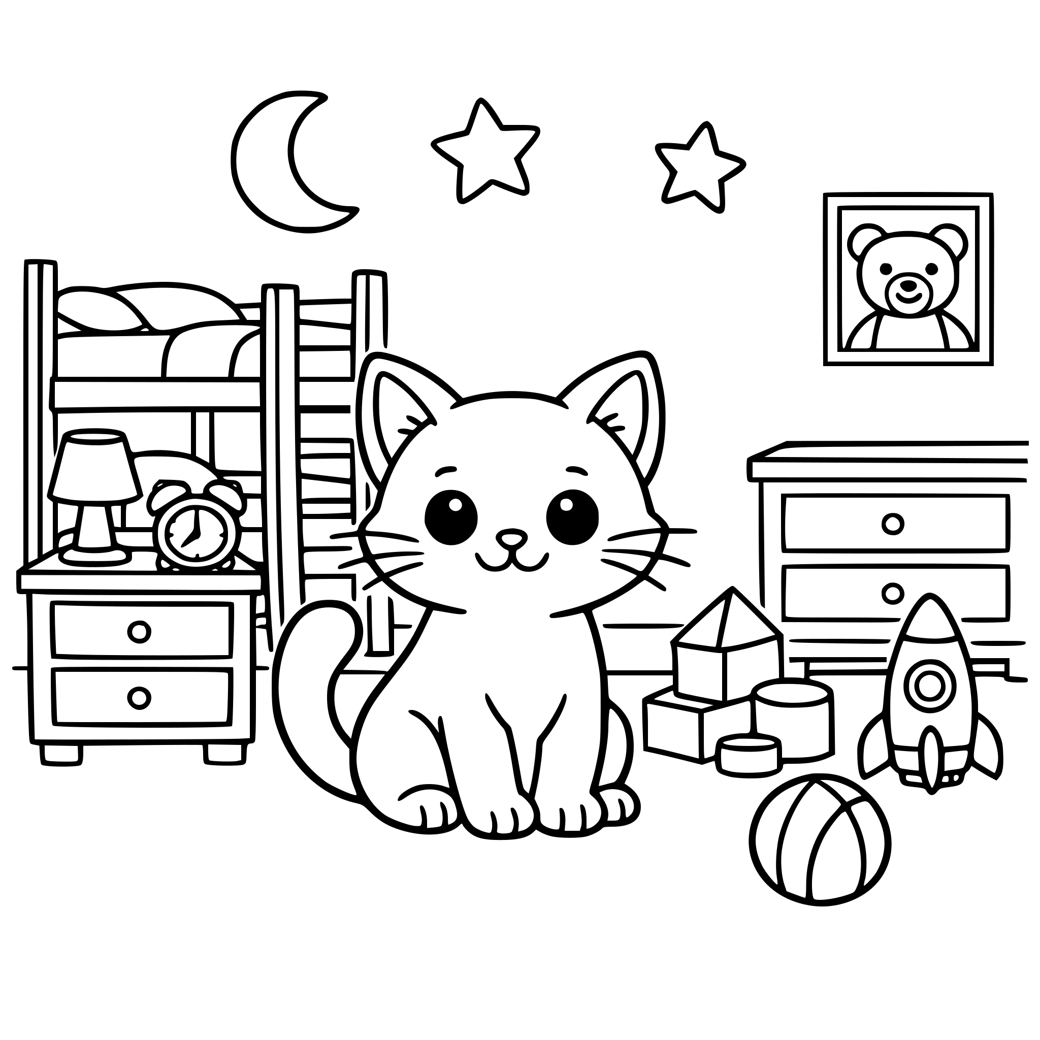 a cat in a kids bedroom