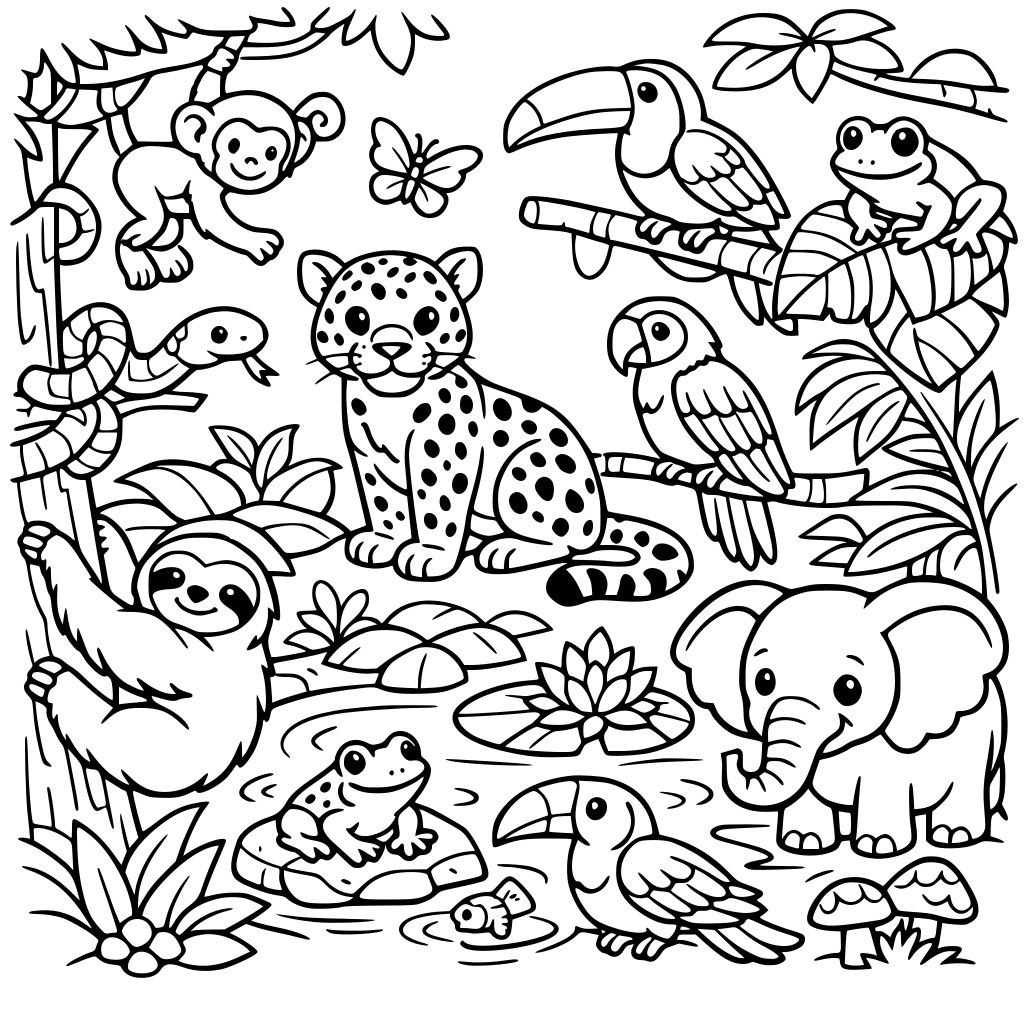 Una foresta pluviale ricca di animali