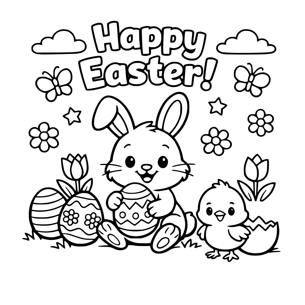 easter colouring for kids