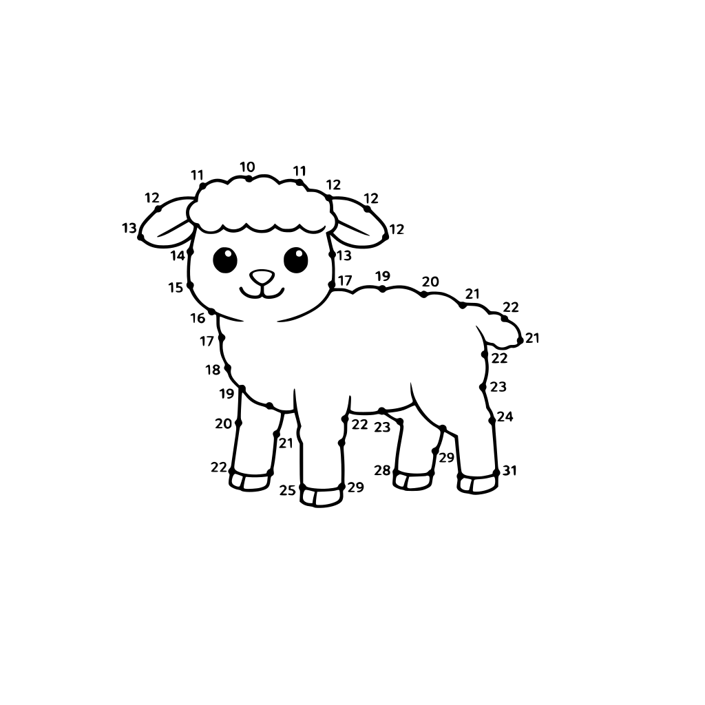 A dot to dot image of a lamb