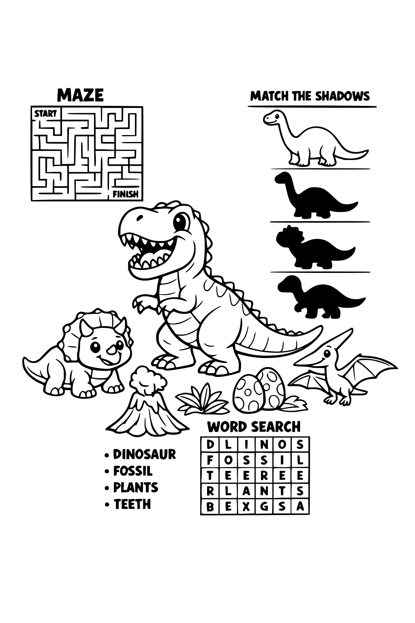 JURASSIC STYLE DINOSAUR ACTIVITY PAGE