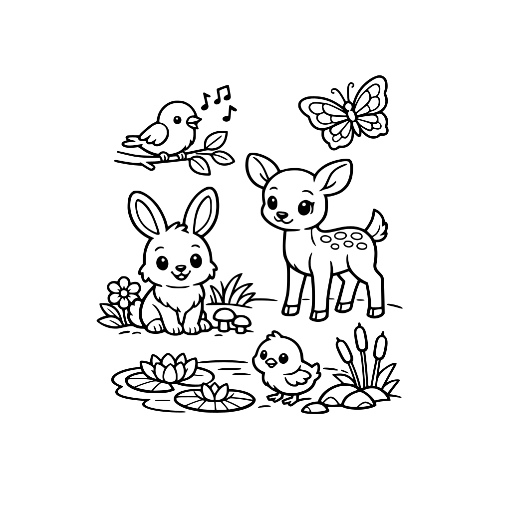 spring time animals, background,