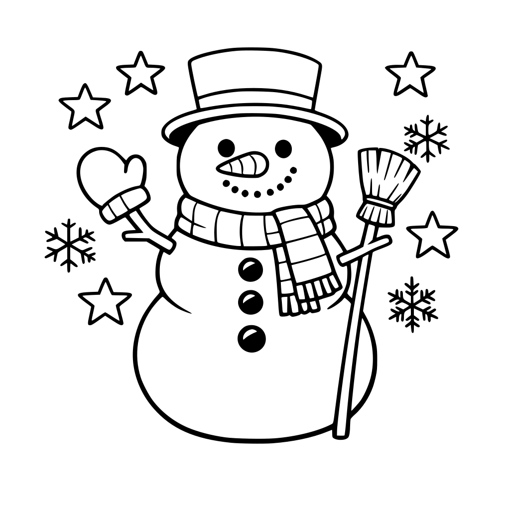 picture of snowman for kids to color