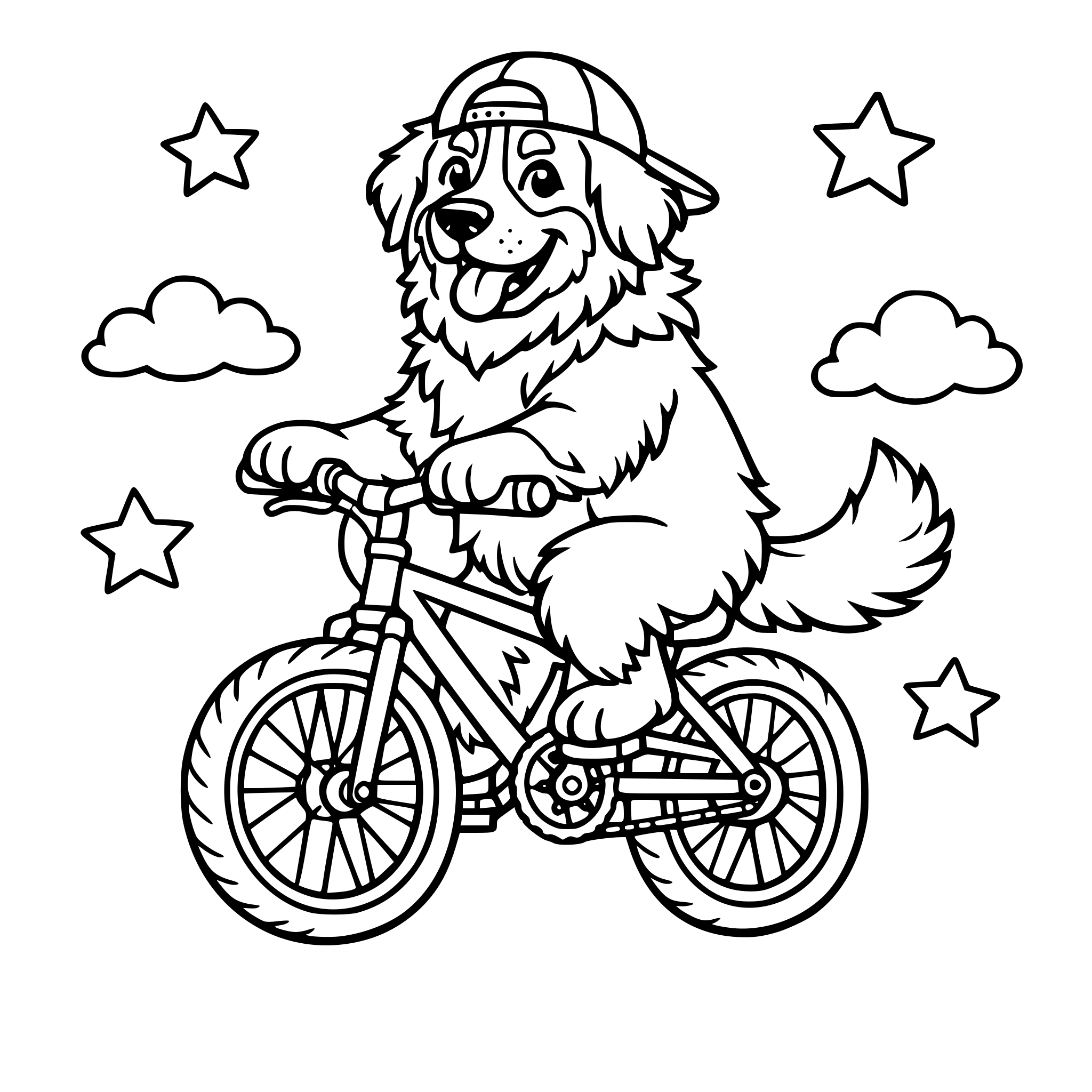 Bernese Mountain Dog riding a bike