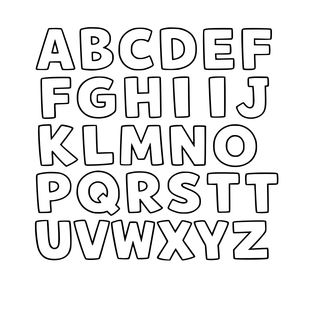 Alphabet letters black & white outline
