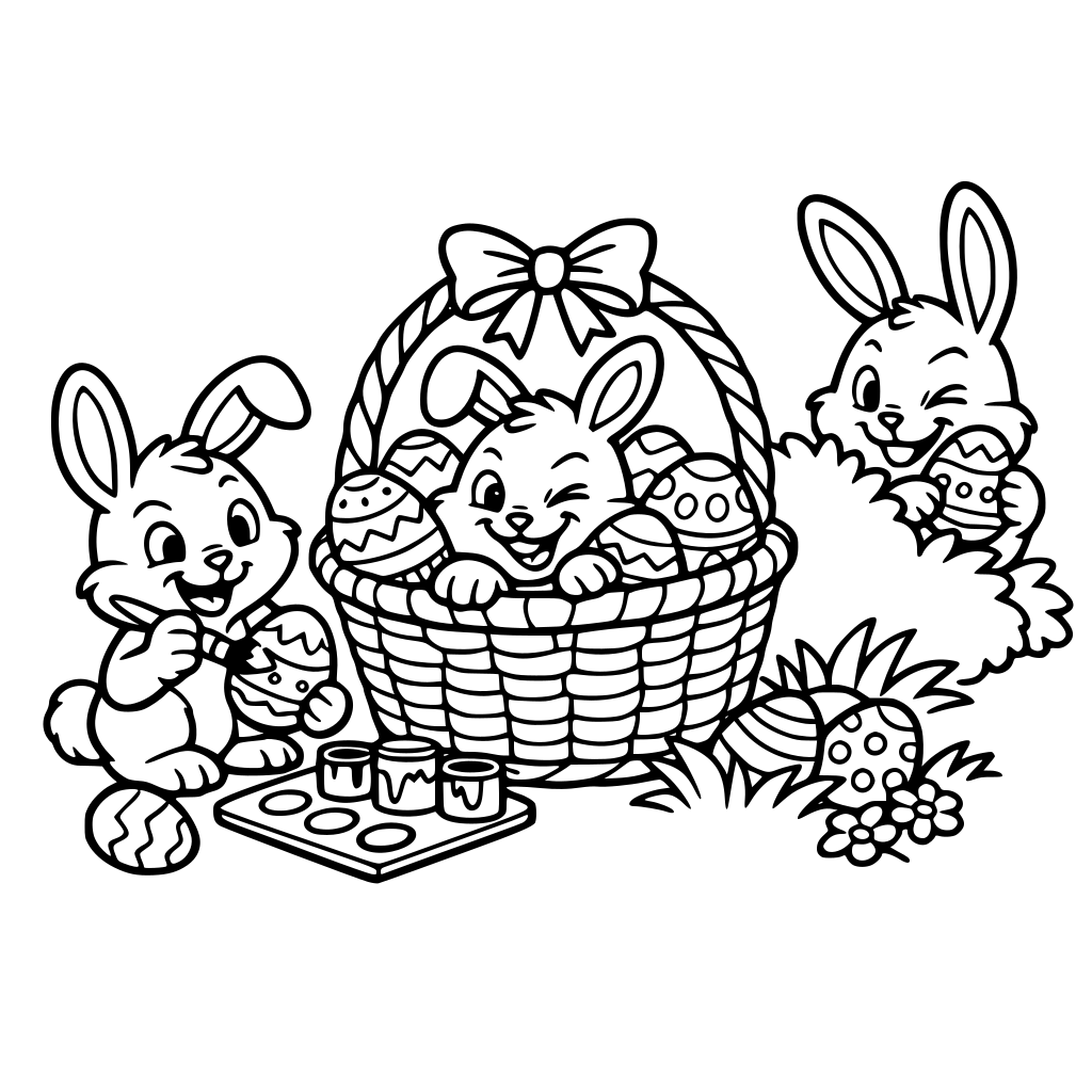 Ostern Eier bemalen Hasen Körbchen Verstecken Frech