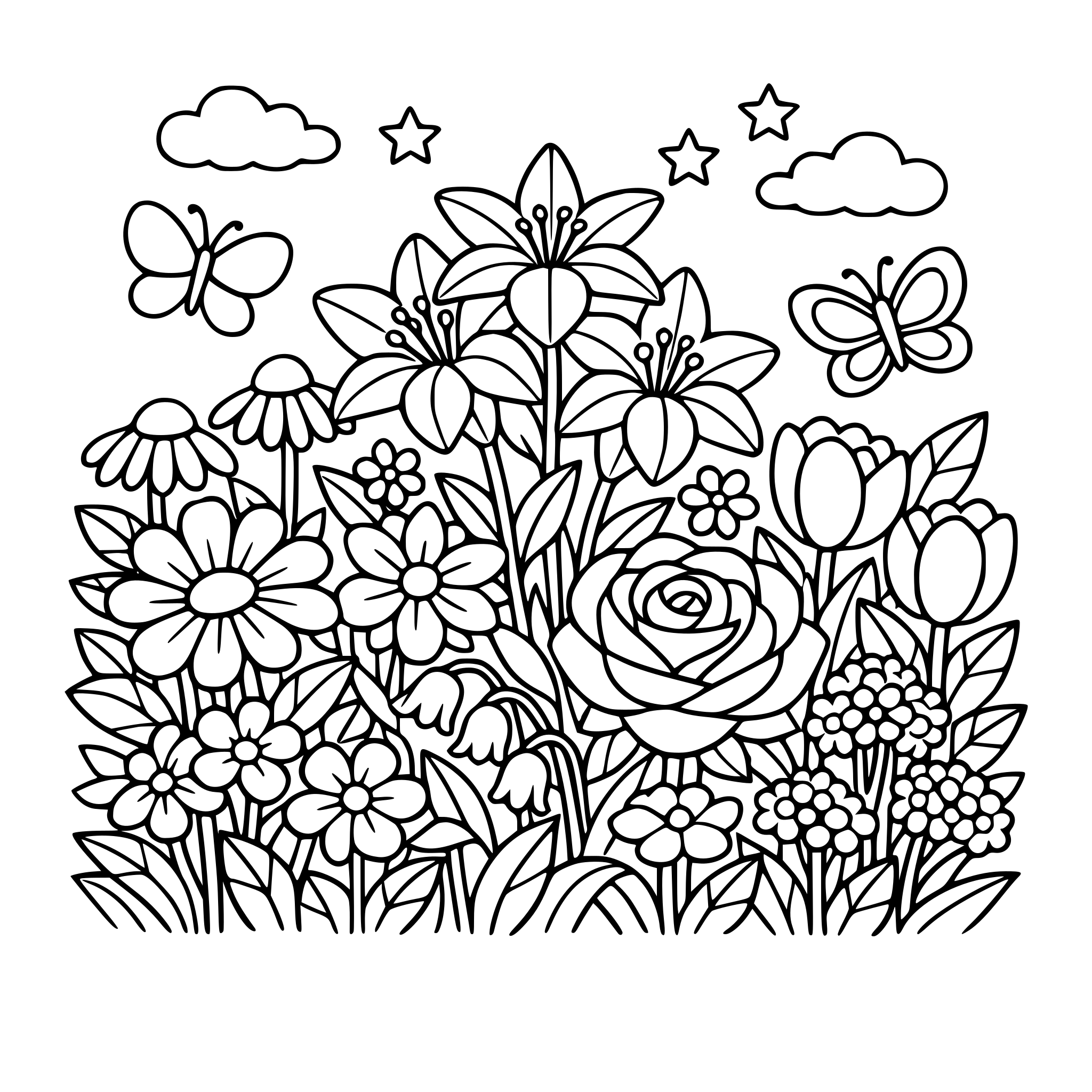 Garden full of beautiful flowers