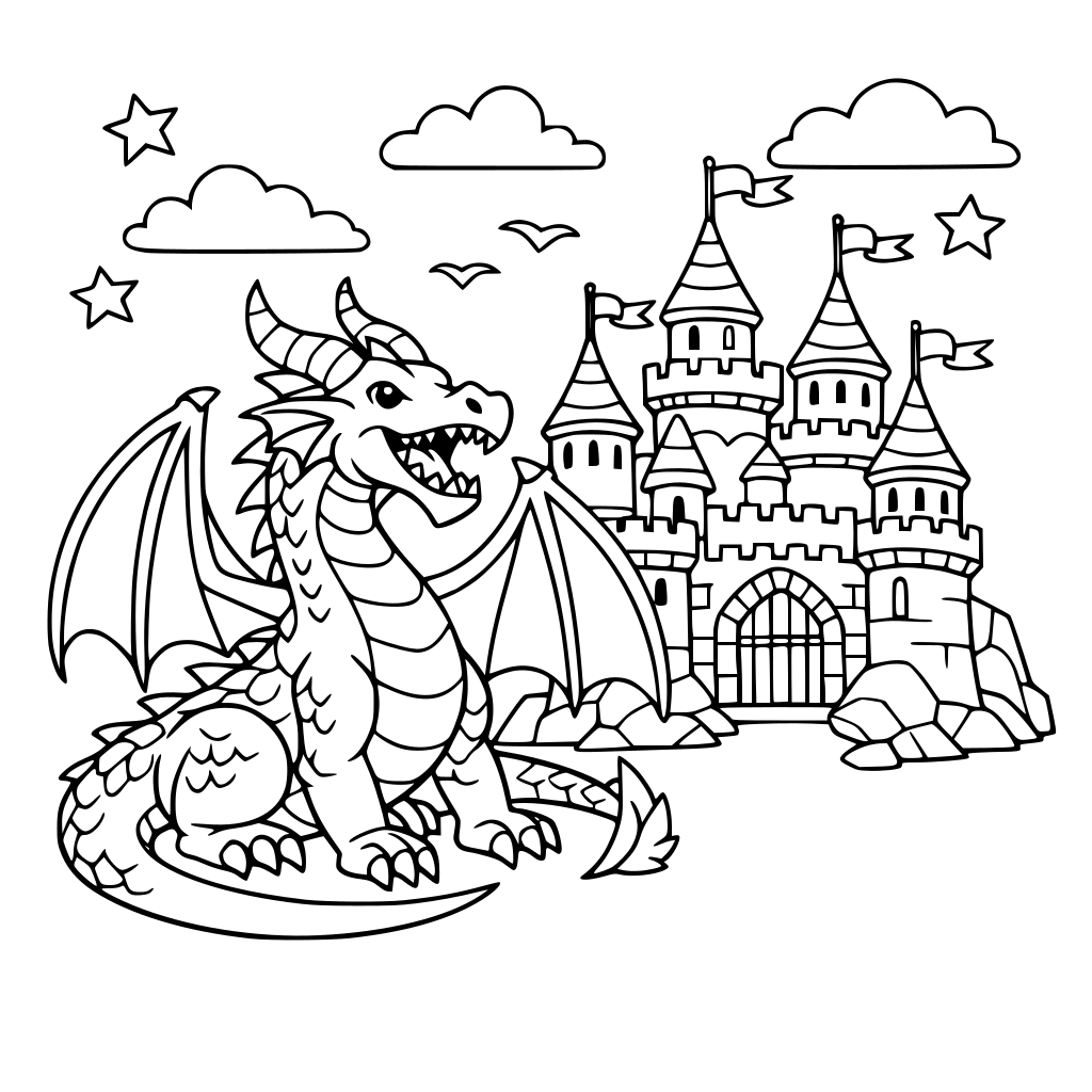 Dragon with castle
