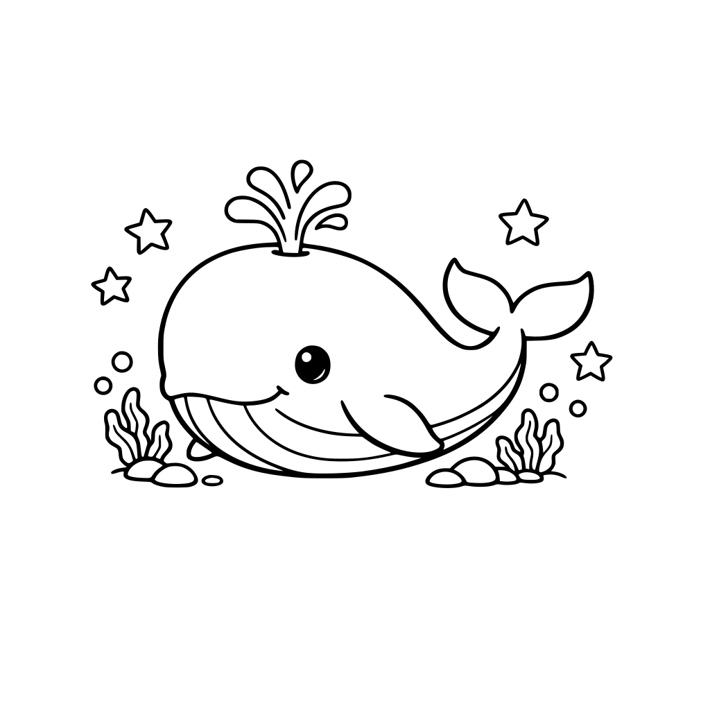 coloring page for small child of whale
