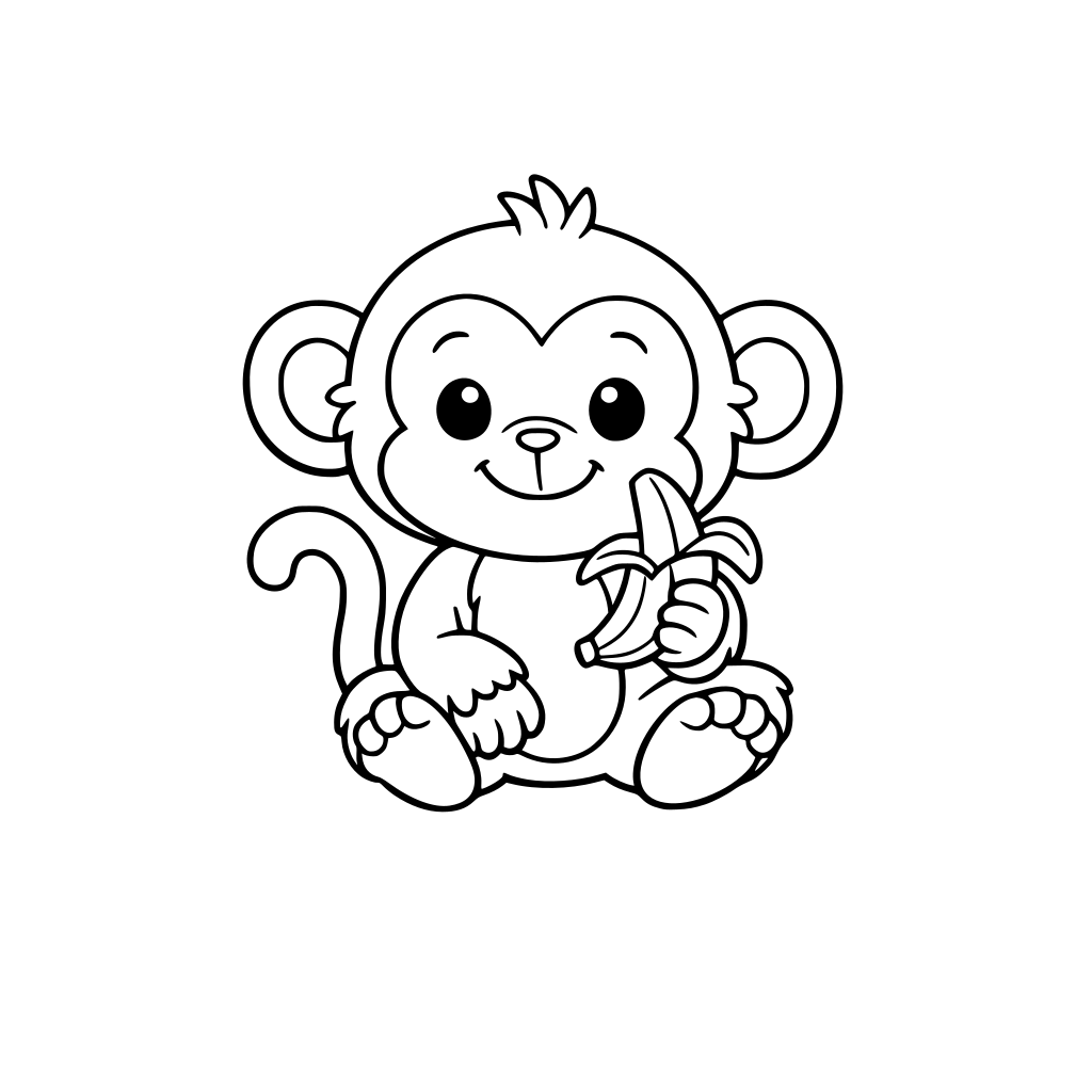 ein süßer affe mit einer banane in der hand