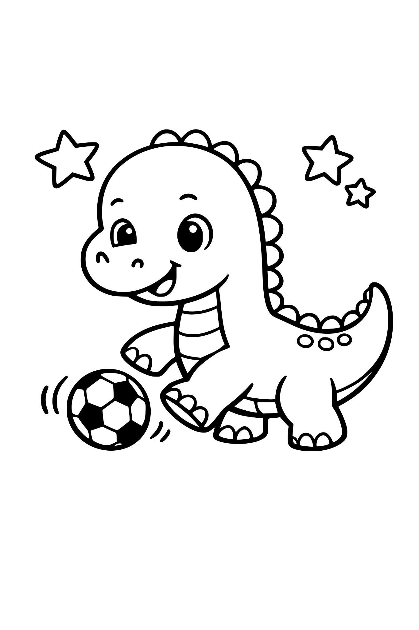 mały słodki, tytanozaur - gra w piłkę nożną, obrazek dla małych dzieci, bez szczegółów, bez tła